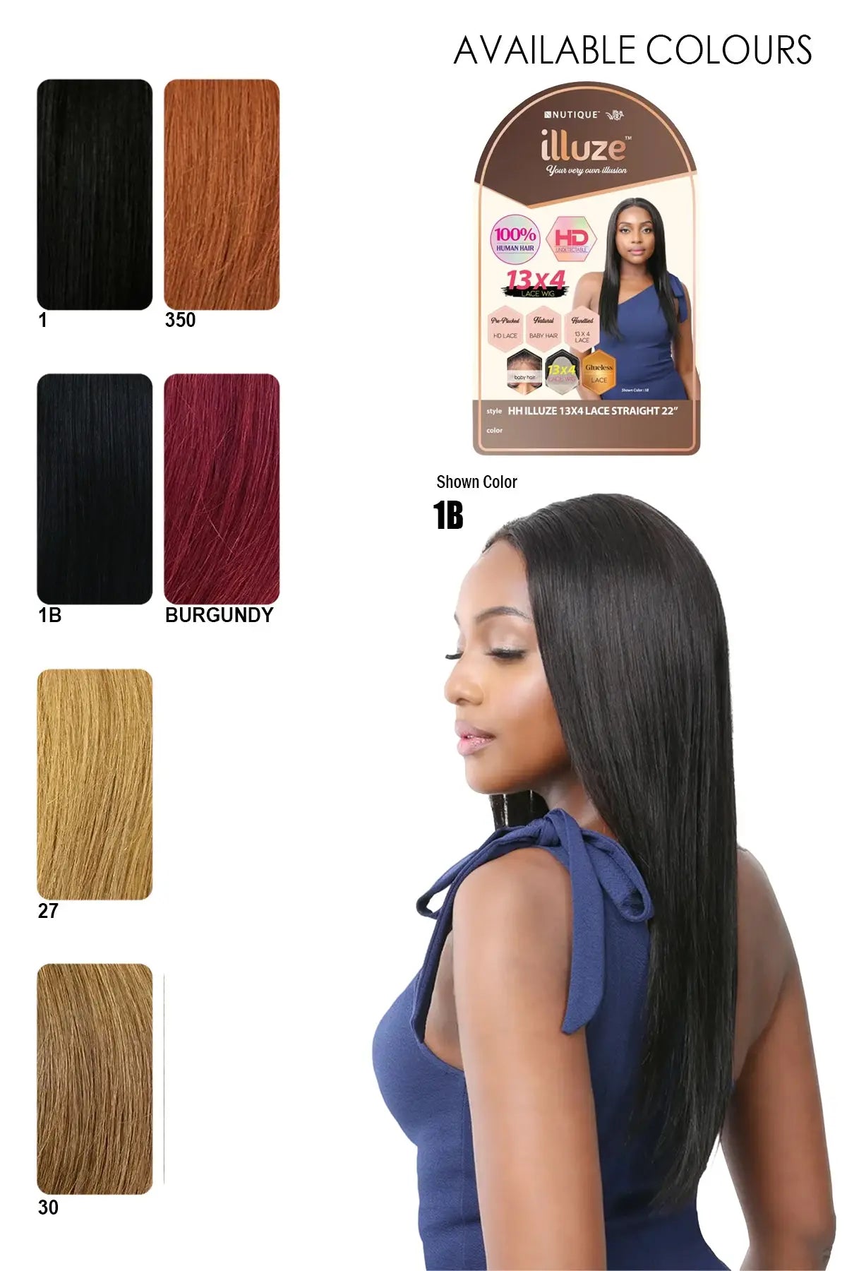 NUTIQUE ILLUZE 13x4 LACE WIG STRAIGHT 22" NUTIQUE