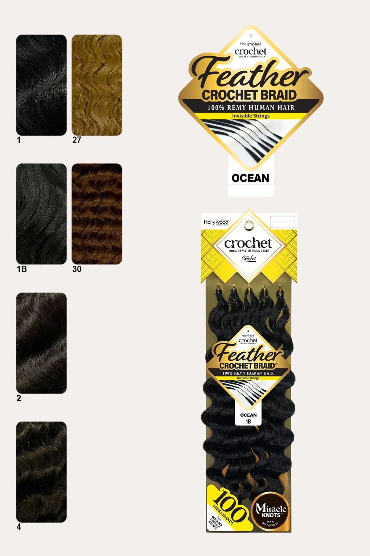 ZURY FEATHER CROCHET BRAID 100% HUMAN HAIR HOLLYWOOD - OCEAN 14 ZURY