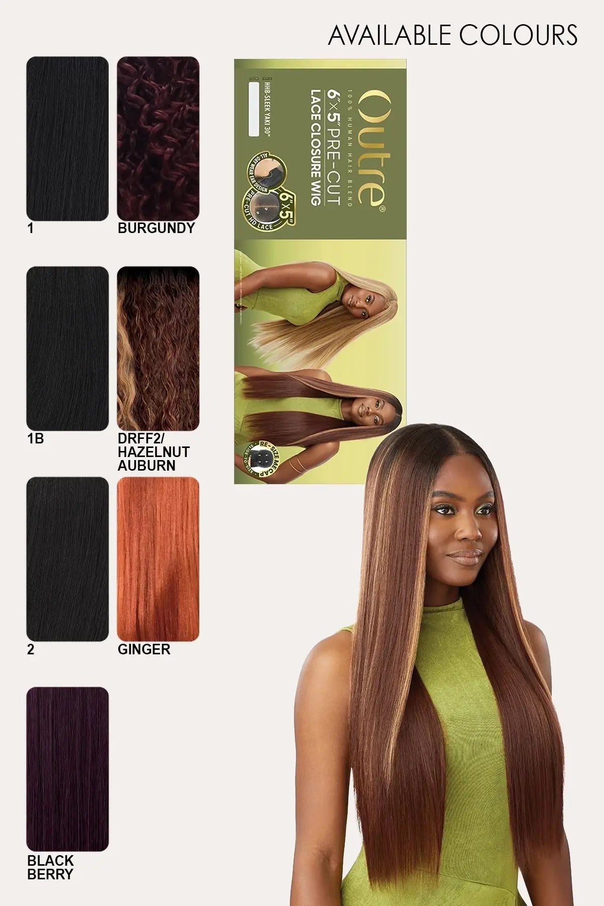 OUTRE 6X5 PRE-CUT LACE CLOSURE WIG - SLEEK YAKI 30"