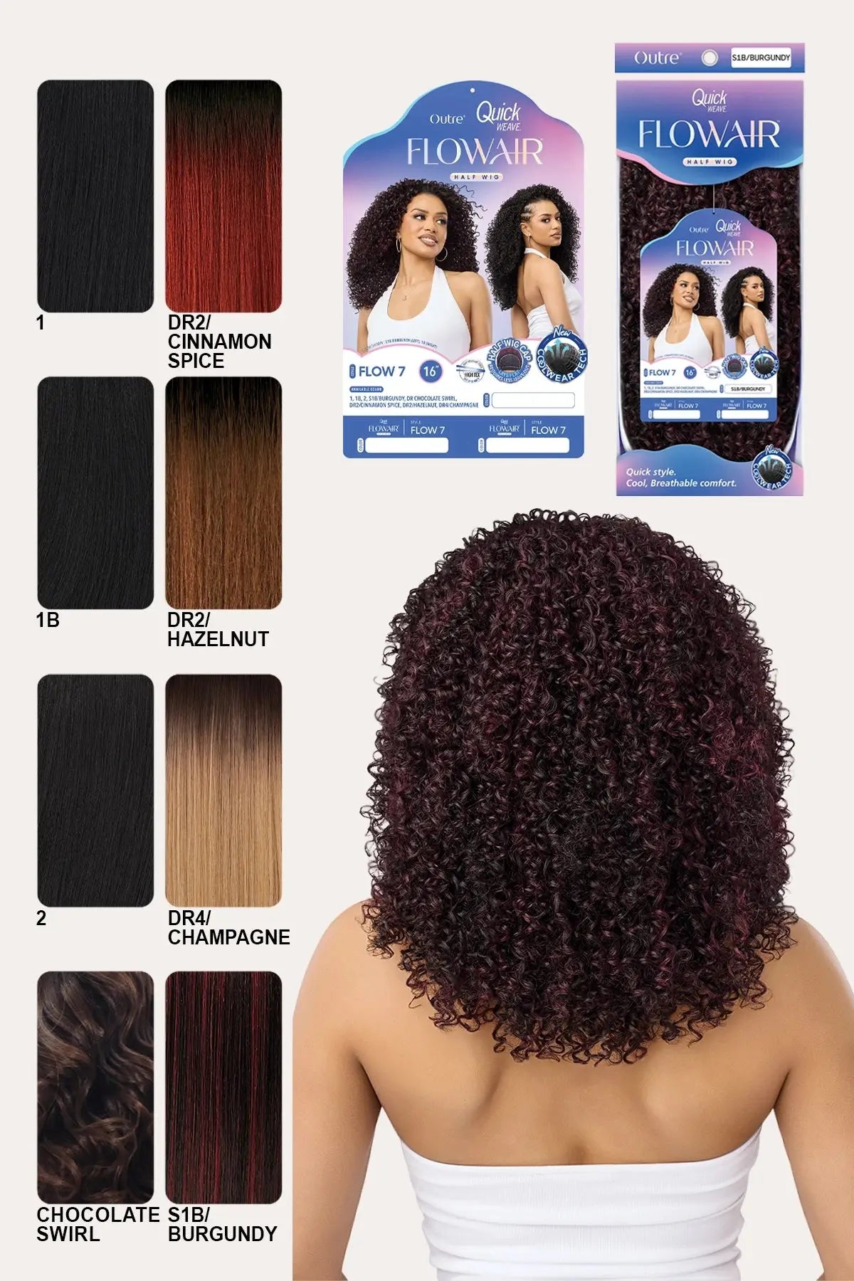 OUTRE QUICK WEAVE FLOWAIR HALF WIG - FLOW 7 OUTRE