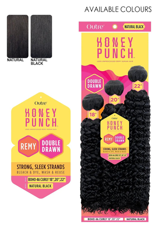 OUTRE HONEY PUNCH HUMAN HAIR WEAVE - BOHO 4A CURLY (MULTI) OUTRE
