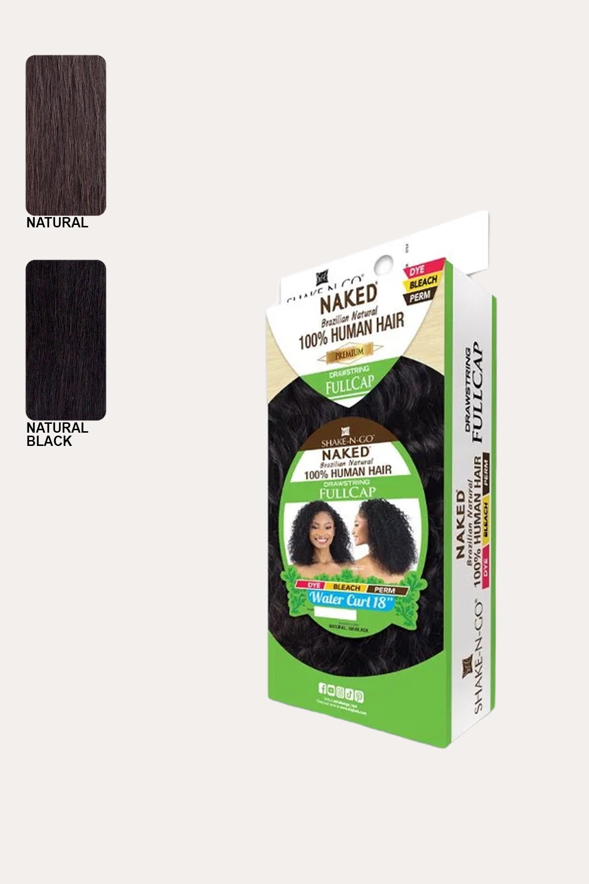 SHAKE N GO NAKED 100% HUMAN HAIR FULL CAP WIG - WATER CURL 18
