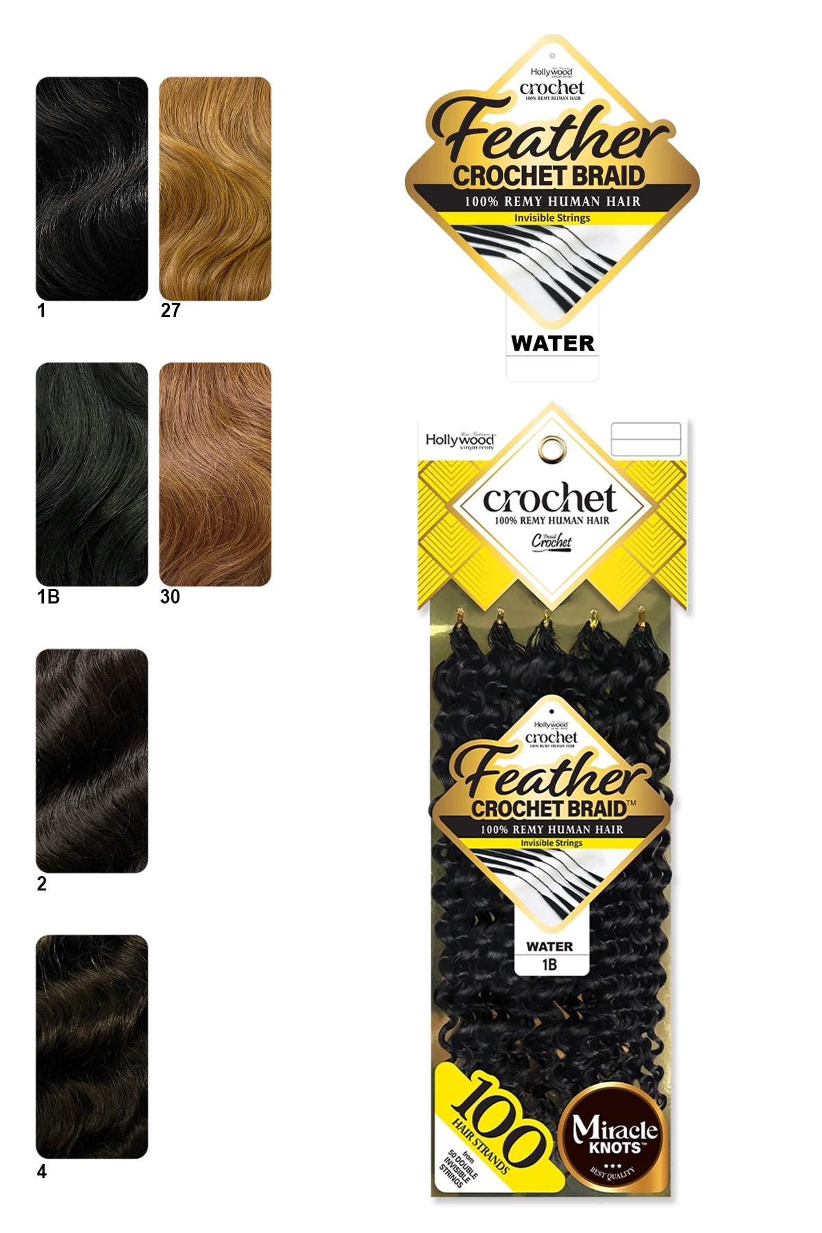 ZURY FEATHER CROCHET BRAID 100% HUMAN HAIR HOLLYWOOD - WATER 14