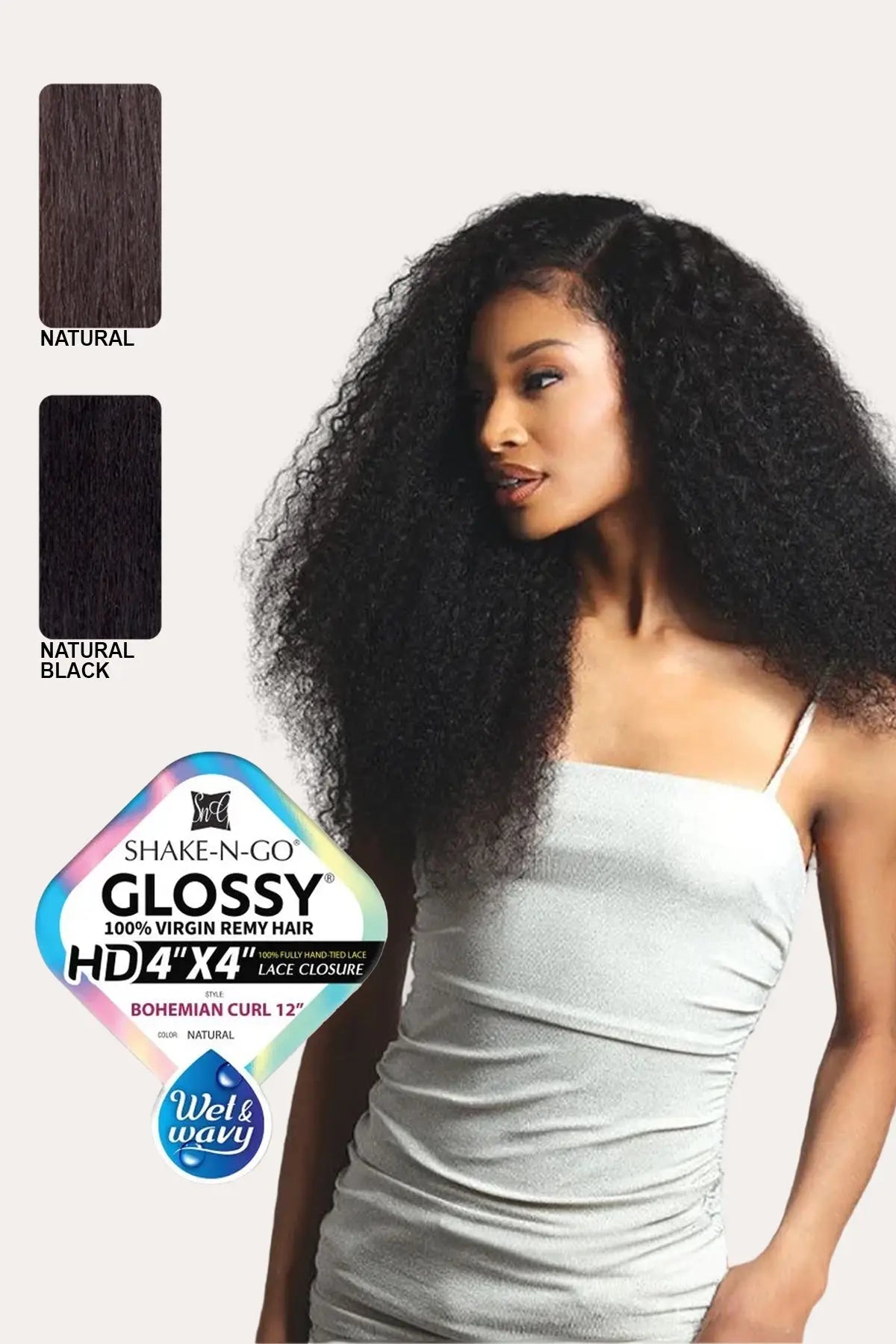 SHAKE N GO GLOSSY 4X4 BOHEMIAN WET&WAVY 12" CLOSURE SHAKE N GO