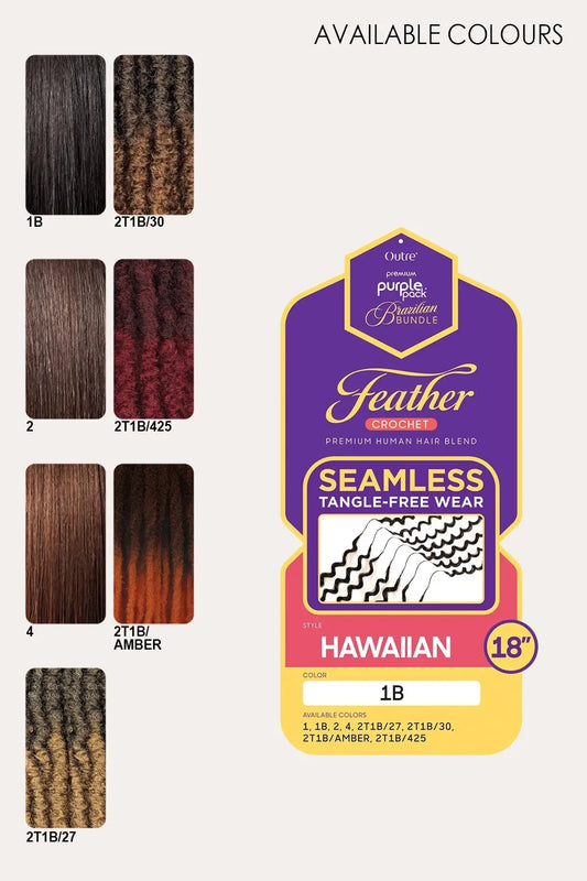 OUTRE PURPLE PACK BRAZILIAN FEATHER CROCHET HAWAIIAN 18" OUTRE