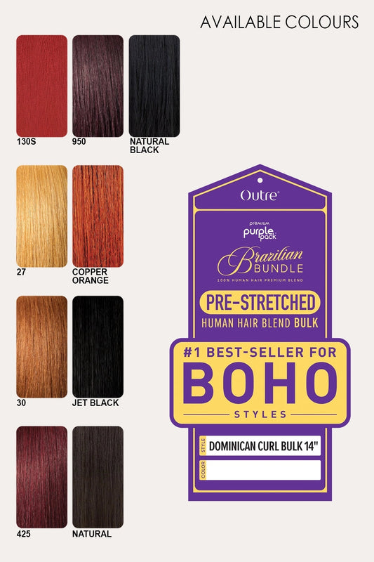 [완료] OUTRE PURPLE PACK BRAZILIAN PRE-STRETCHED DOMINICAN CURL BULK 14" OUTRE