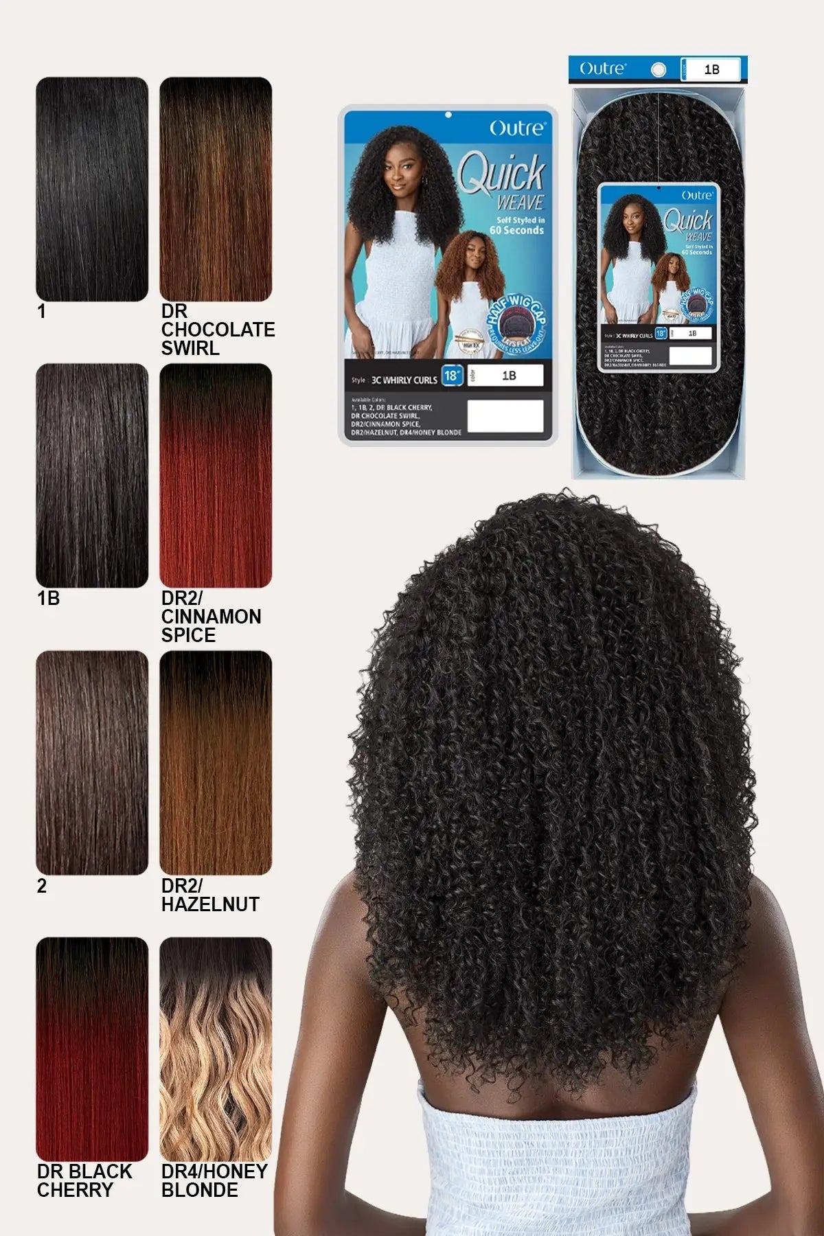 OUTRE QUICK WEAVE HALF WIG - WHIRLY CURLS 3C OUTRE
