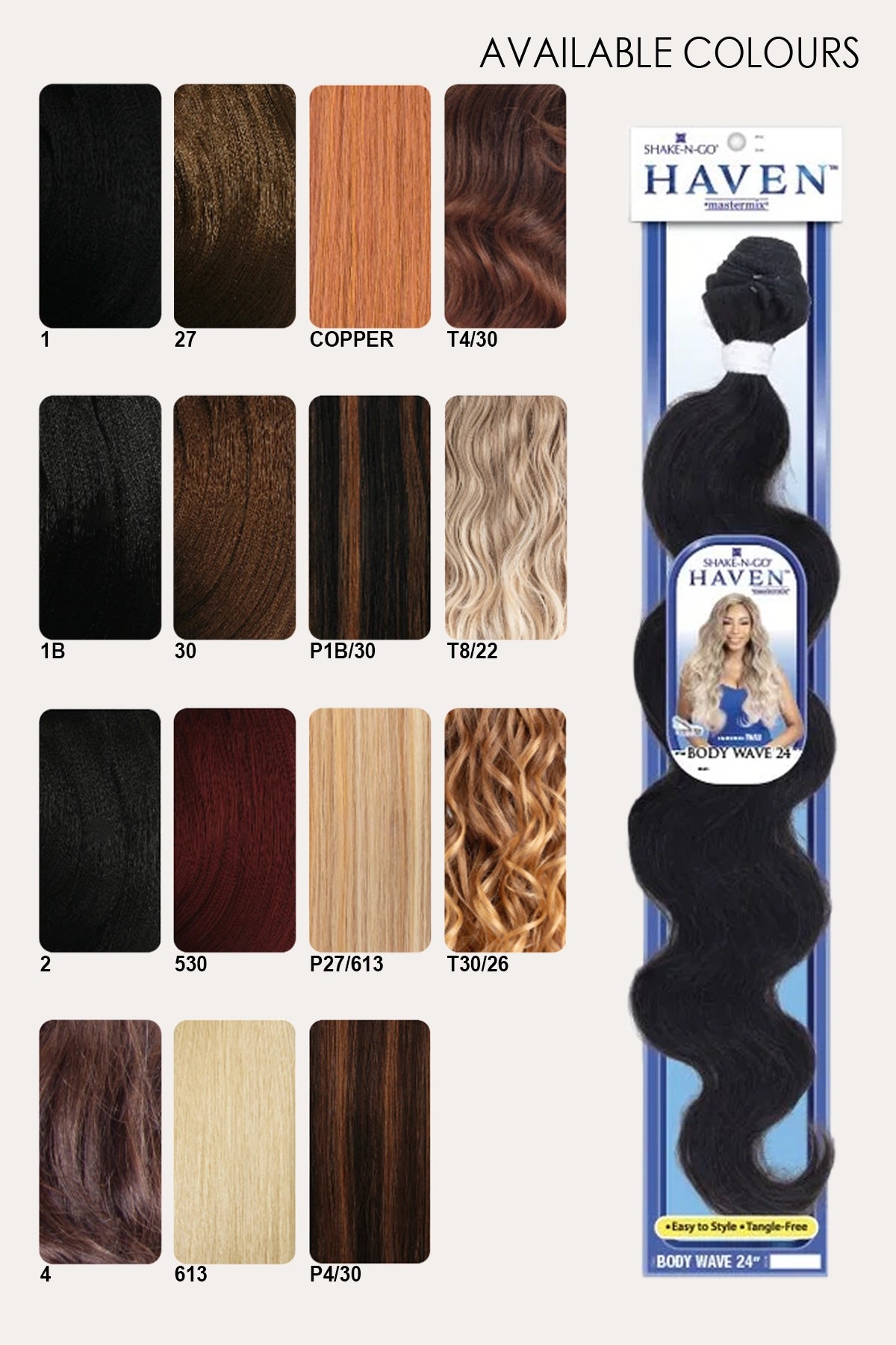 SHAKE N GO ORGANIQUE HAIR WEAVE BUNDLE HAVEN -  BODY WAVE 24"
