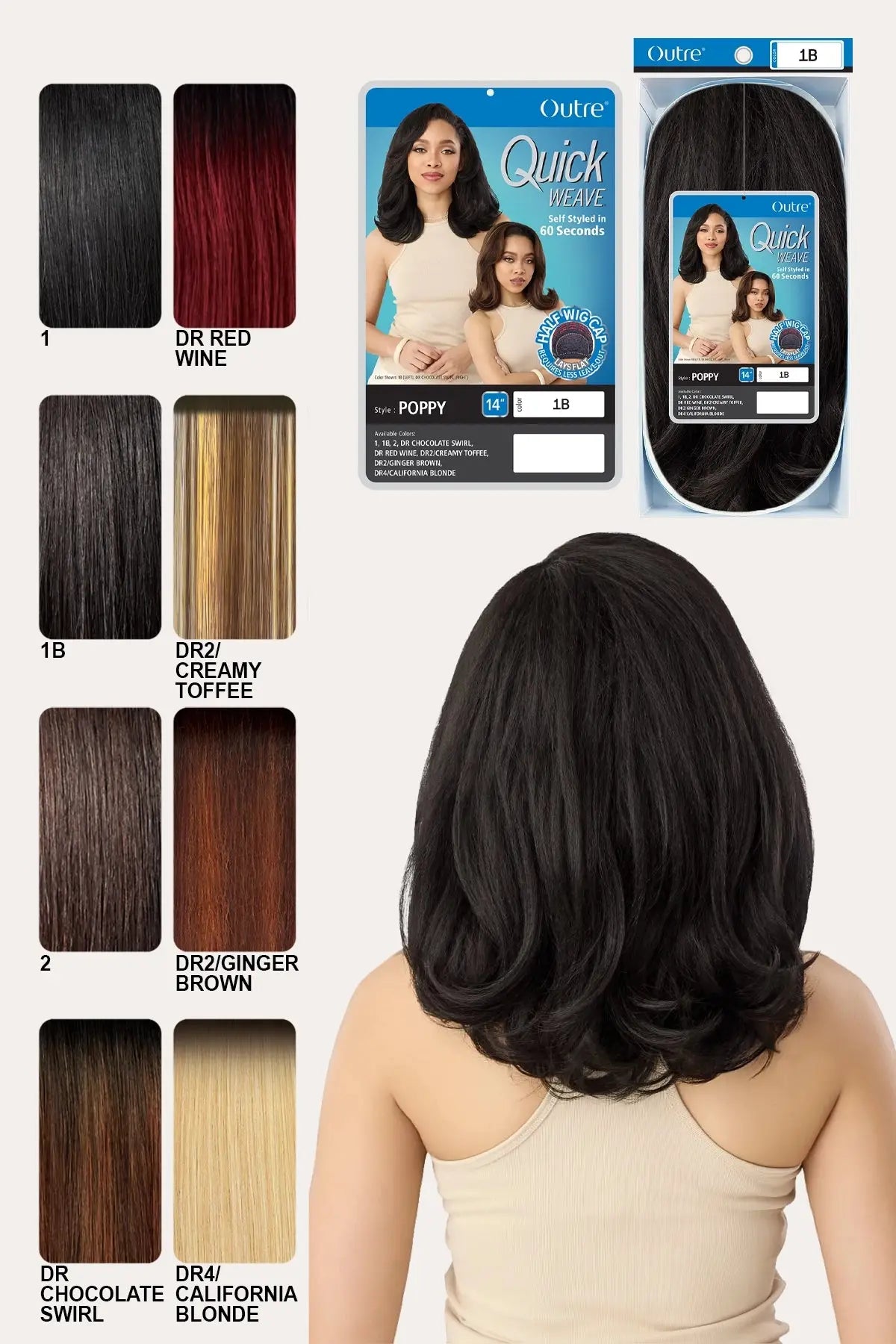 OUTRE QUICK WEAVE HALF WIG - POPPY OUTRE