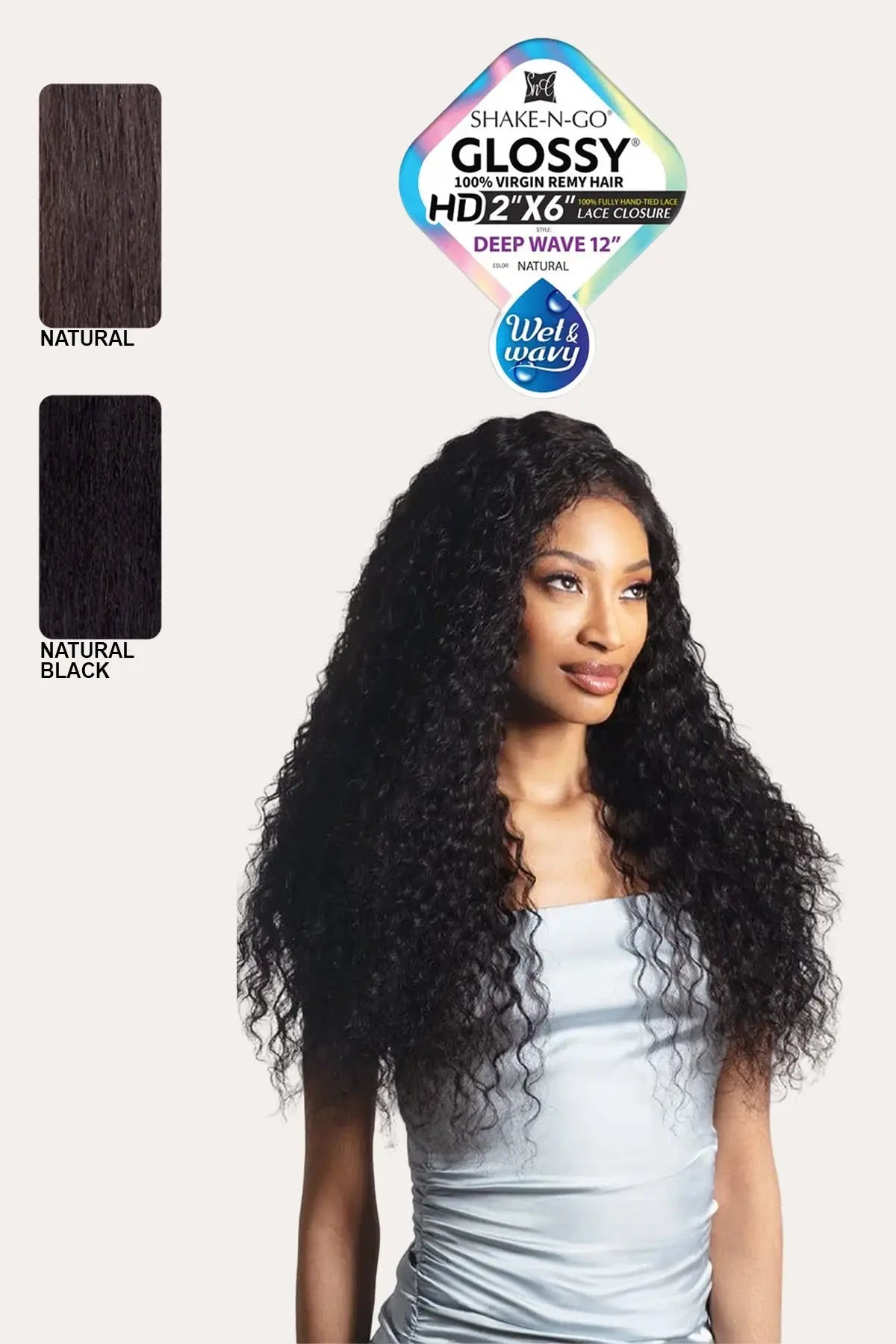 SHAKE N GO GLOSSY 2X6 DEEP WAVE WET&WAVY 12" CLOSURE SHAKE N GO