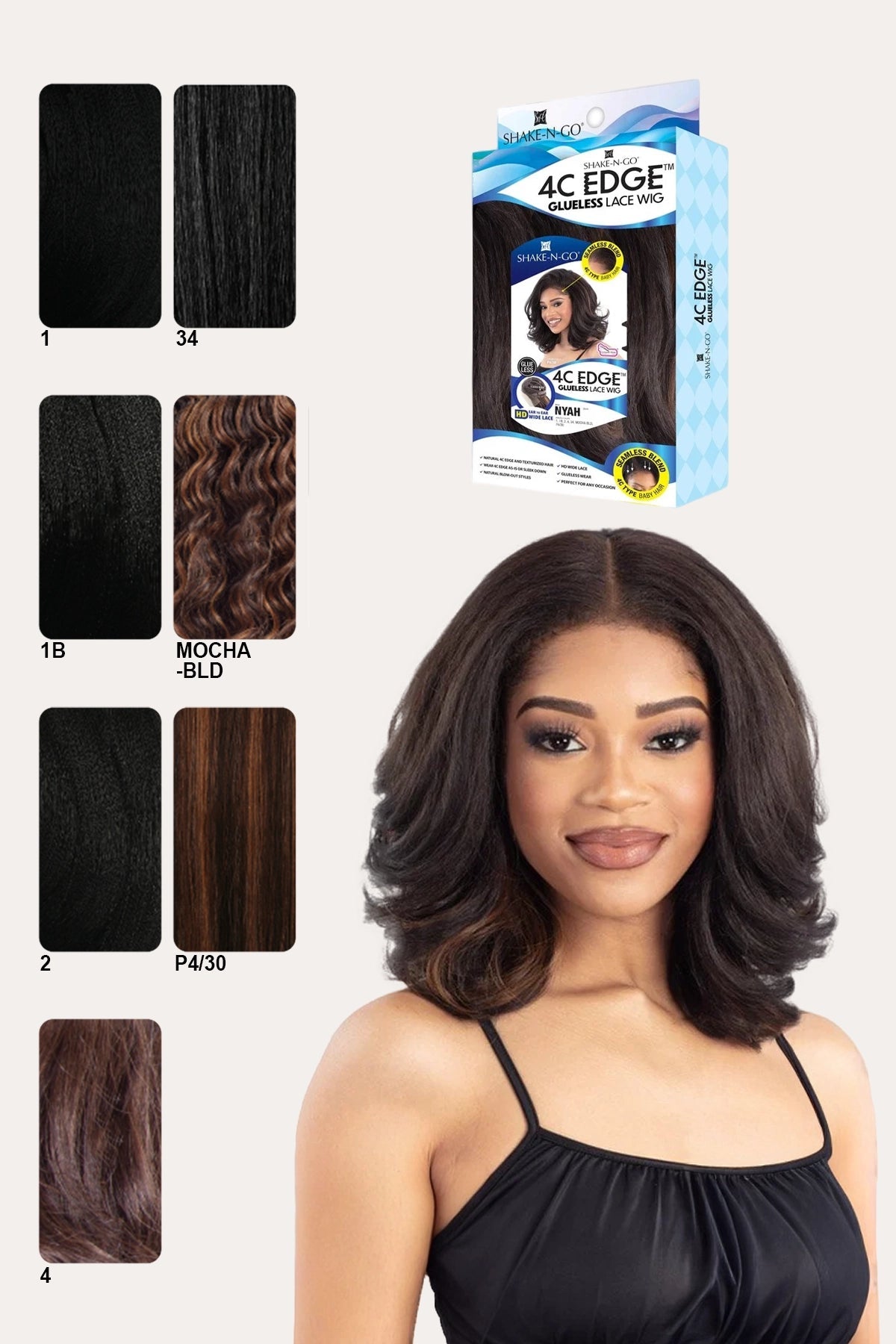 SHAKE N GO FREETRESS 4C EDGE GLUELESS LACE WIG - NYAH SHAKE N GO
