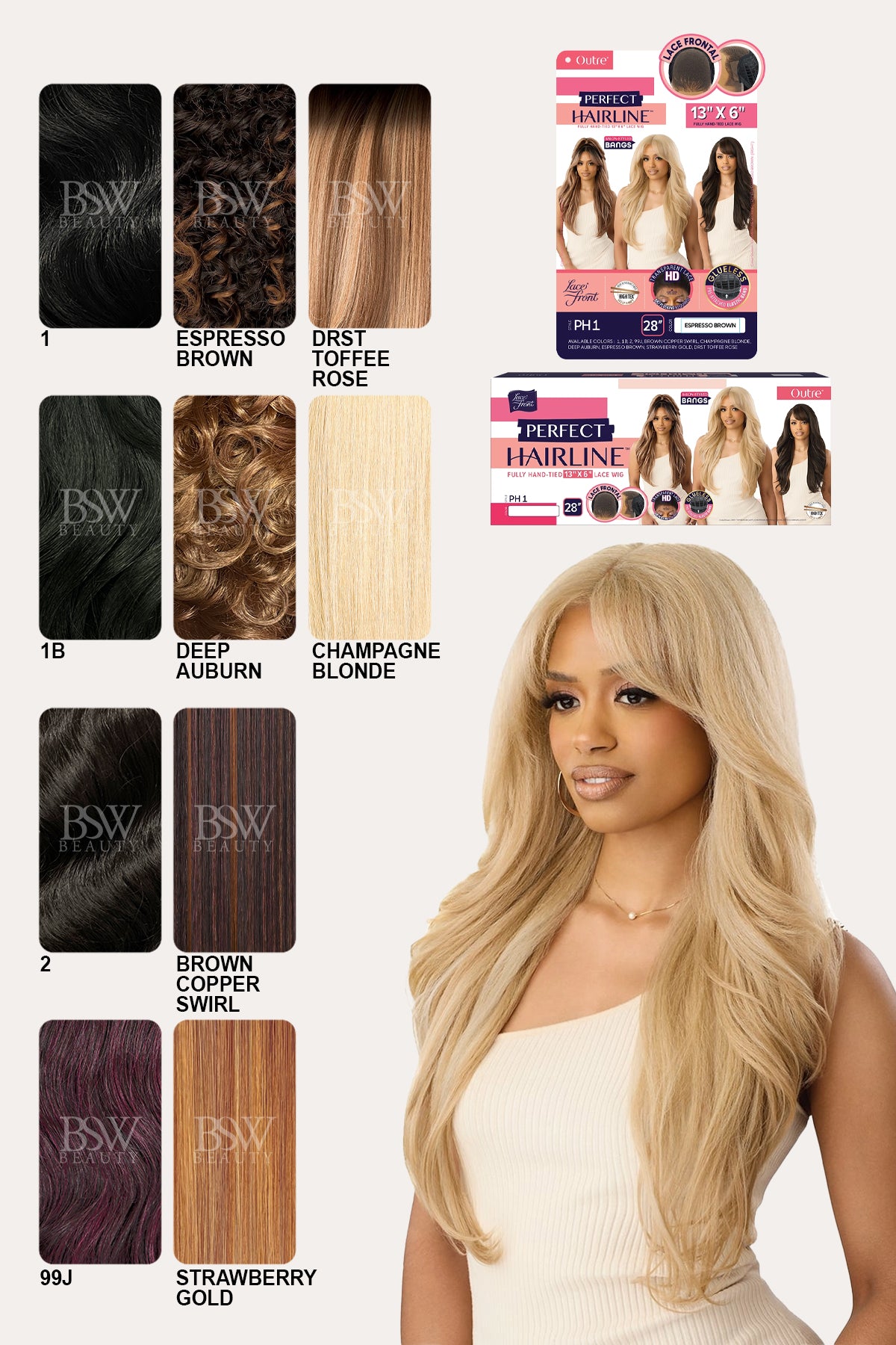 OUTRE PERFECT HAIRLINE 13X6 LACE FRONT WIG - PH 1 28" - BSW BEAUTY CANADA