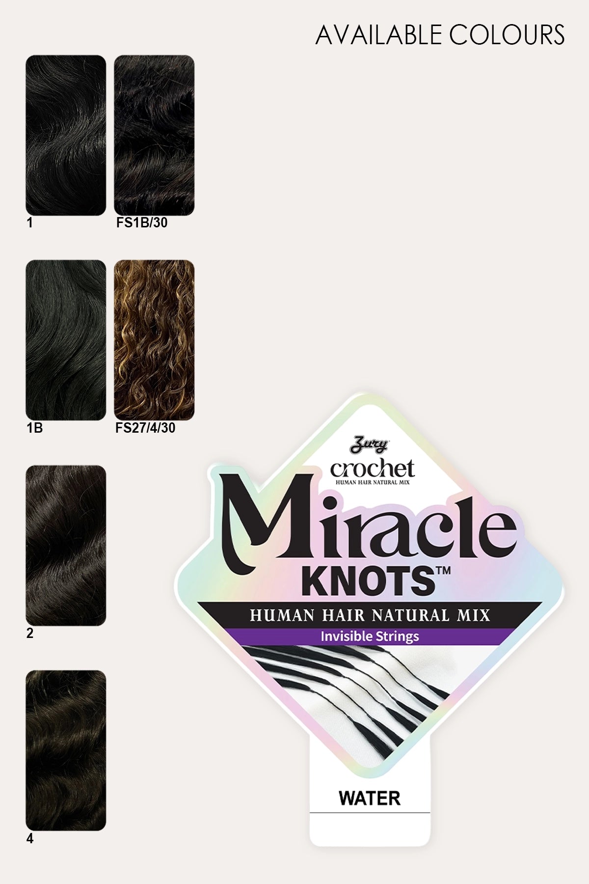 ZURY MIRACLE KNOTS FEATHER CROCHET BRAID WATER 14"