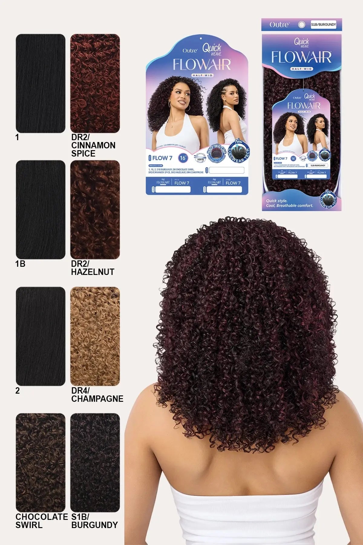 OUTRE QUICK WEAVE FLOWAIR HALF WIG - FLOW 7