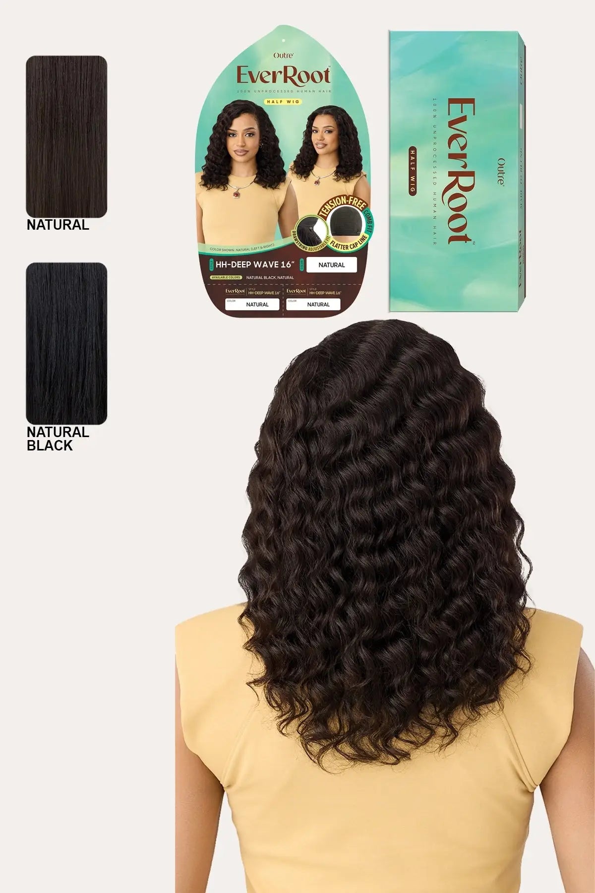 OUTRE EVERROOT UNPROCESSED HUMAN HAIR HALF WIG - HH DEEP WAVE 16