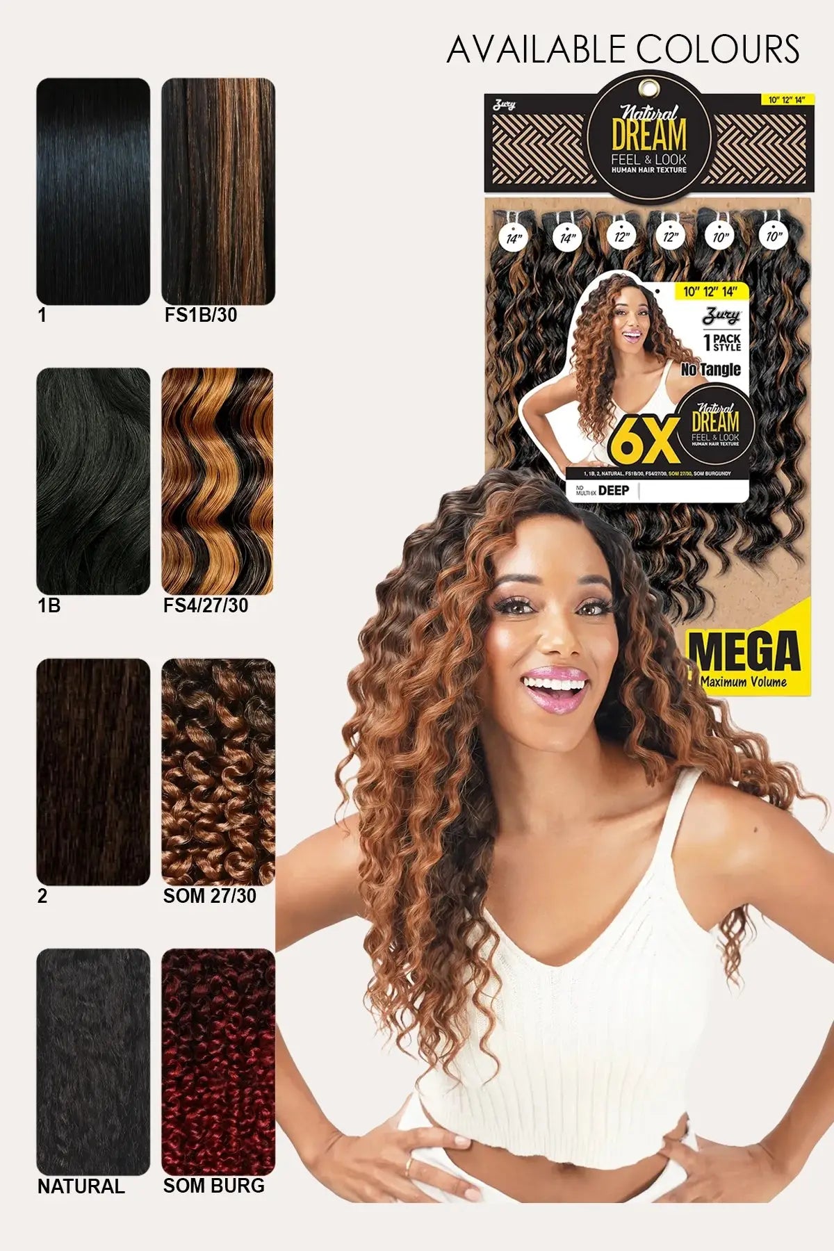 ZURY NATURAL DREAM HAIR WEAVE 6X - DEEP 101214 ZURY