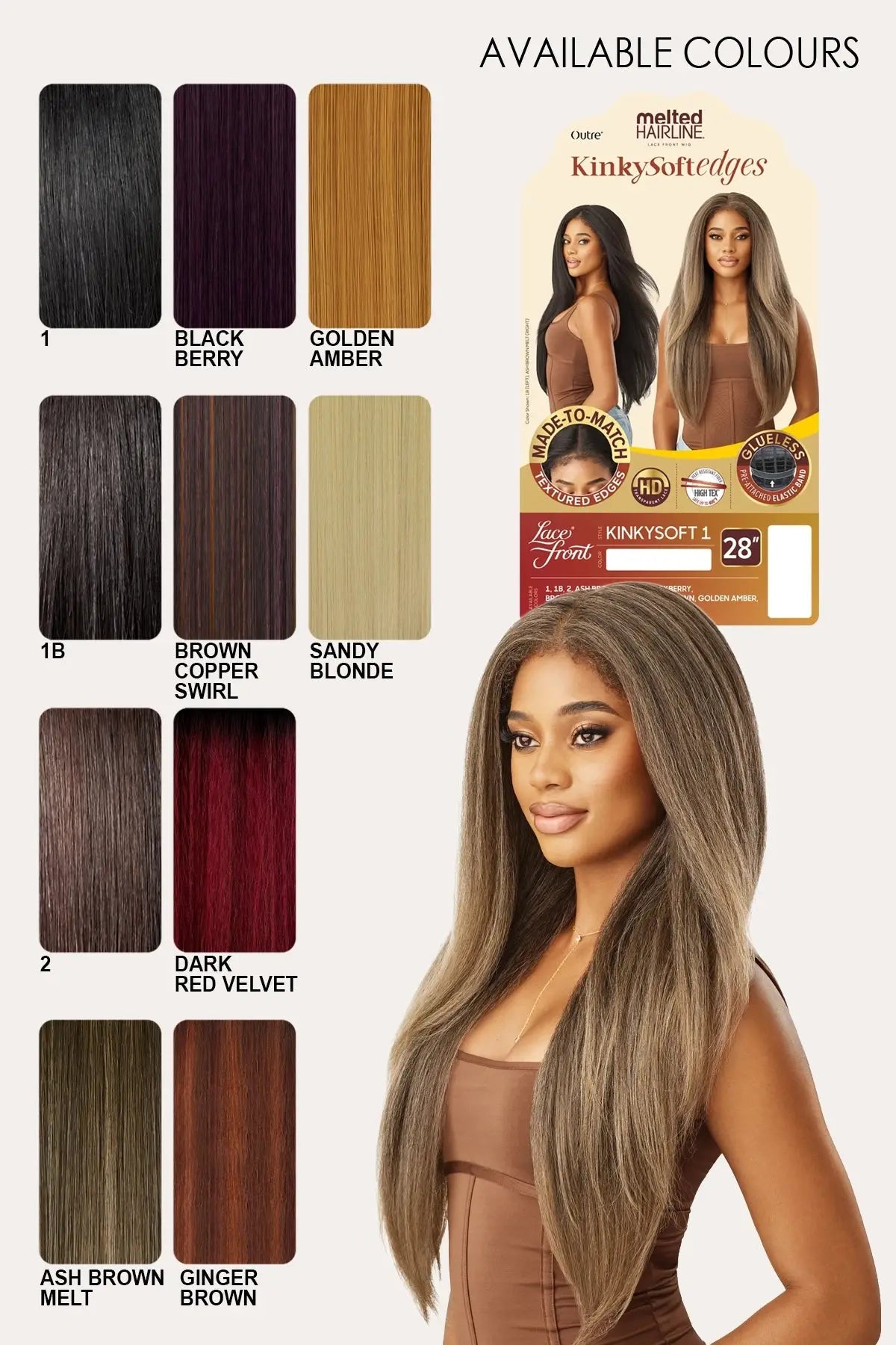 OUTRE PERRUQUE AVANT EN DENTELLE MÊCHÉE MELTED HAIRLINE - KINKY SOFT 1