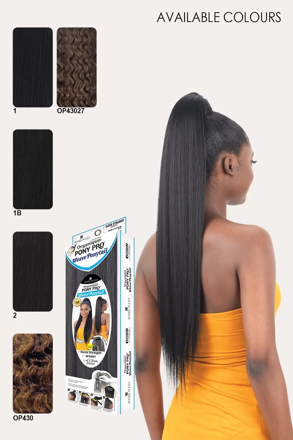 SHAKE N GO ORGANIQUE PONY PRO WEAVE PONYTAIL - SLEEK STRAIGHT WEAVE