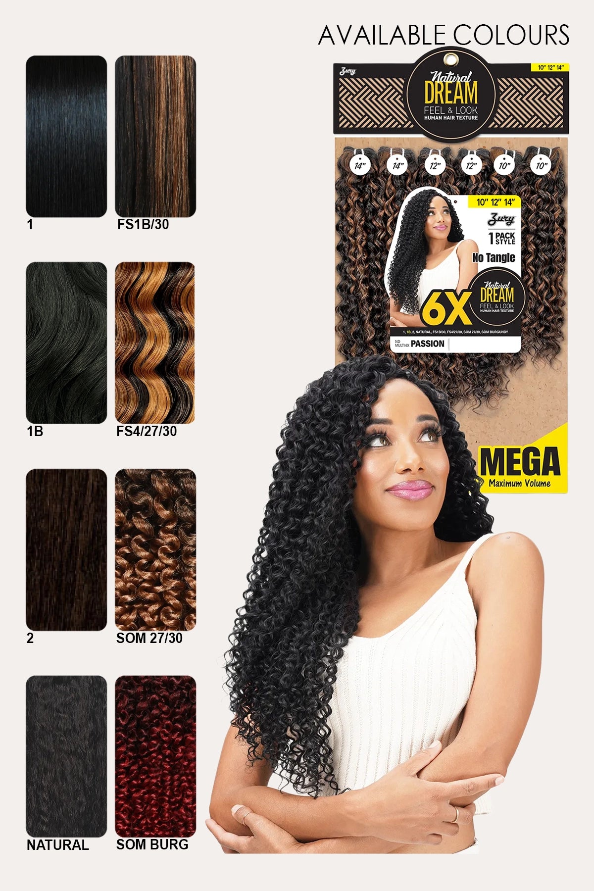 ZURY NATURAL DREAM HAIR WEAVE 6X - PASSION 101214
