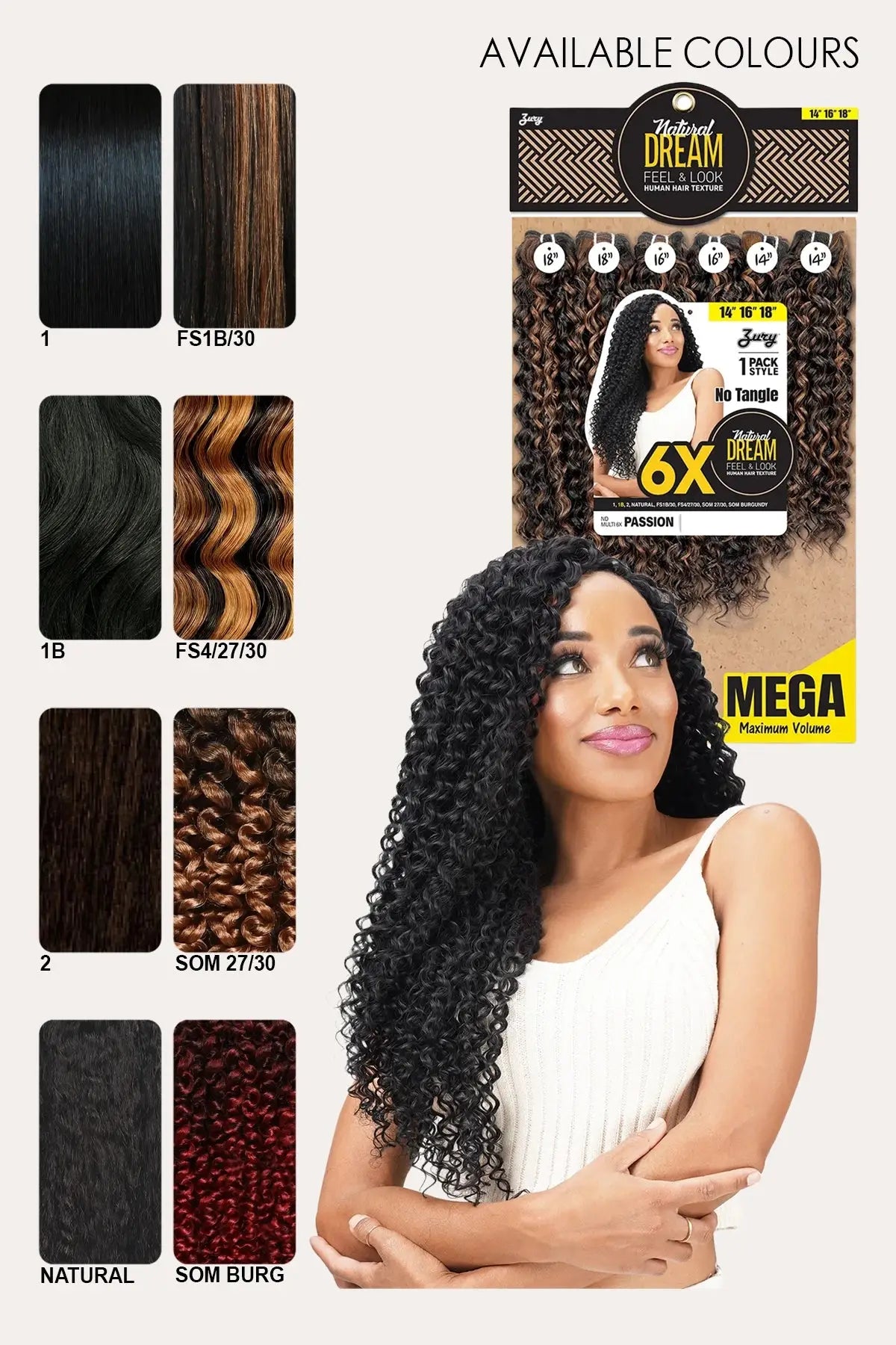 ZURY NATURAL DREAM HAIR WEAVE 6X - PASSION 141618 ZURY