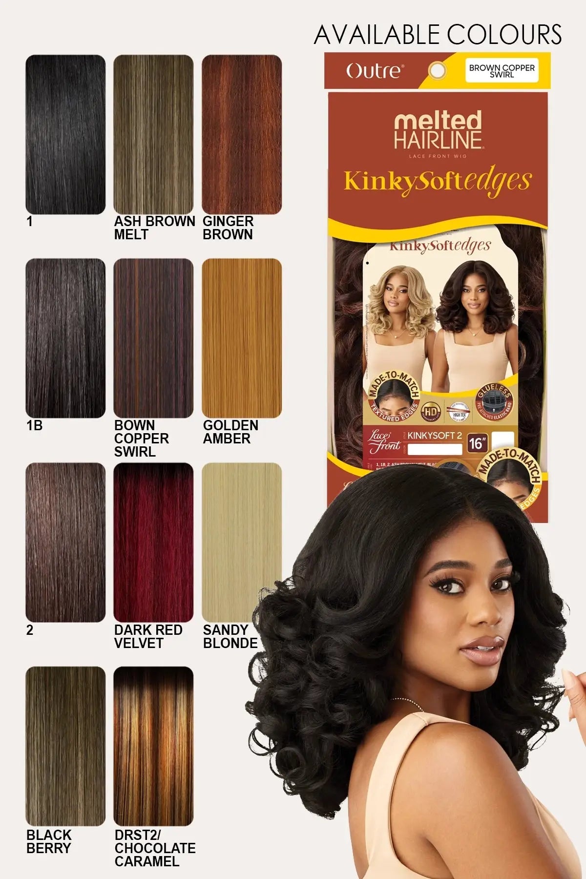 Perruque Outre Melted Hairline Lace Front - KINKY SOFT 2