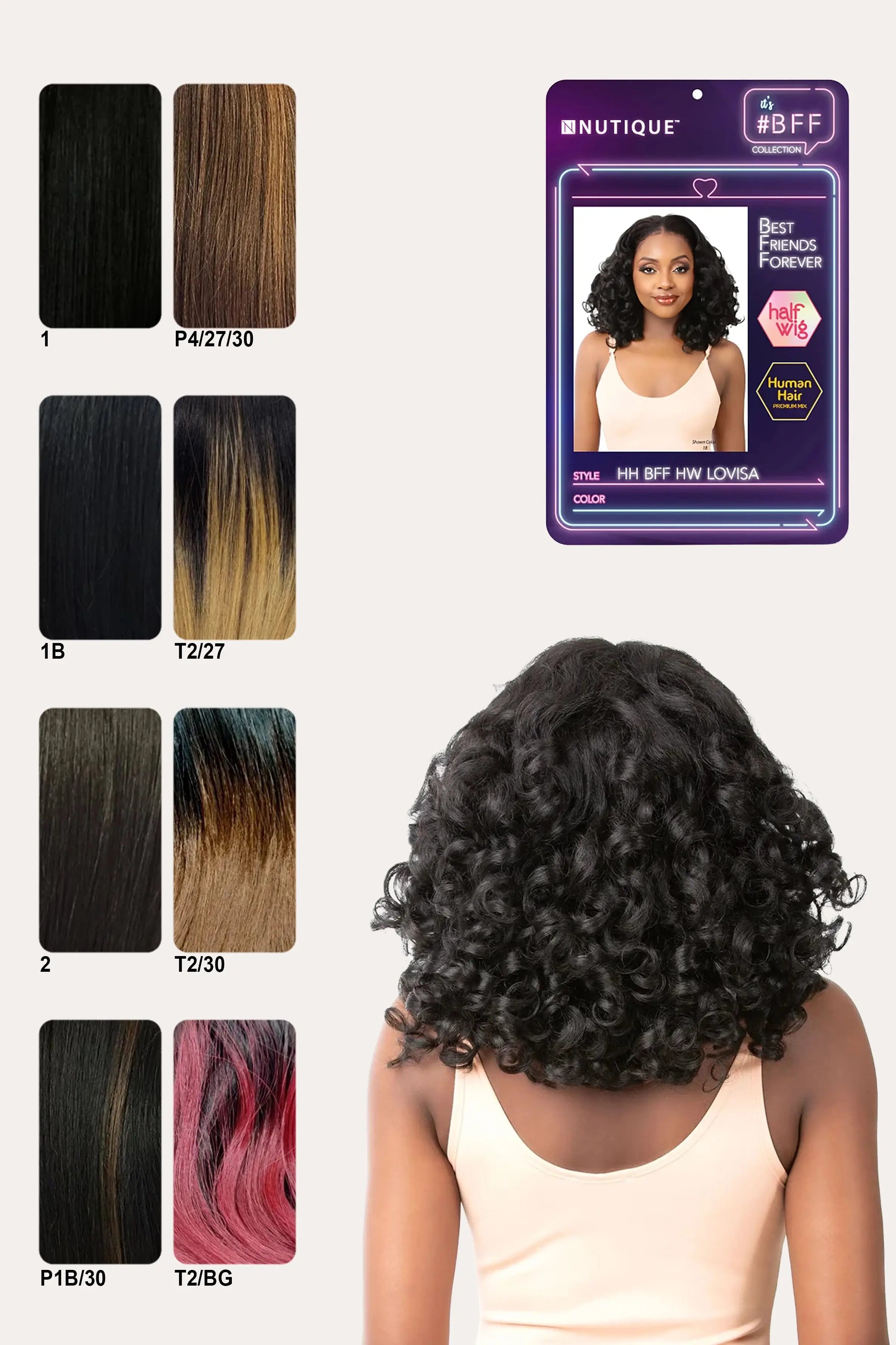 NUTIQUE BFF HUMAN HAIR BLEND HALF CAP WIG - LOVISA