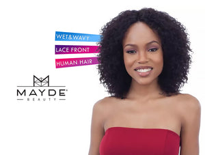 MAYDE BEAUTY 100% HUMAN HAIR WET & WAVY INVISIBLE LACE PART WIG DEEP C