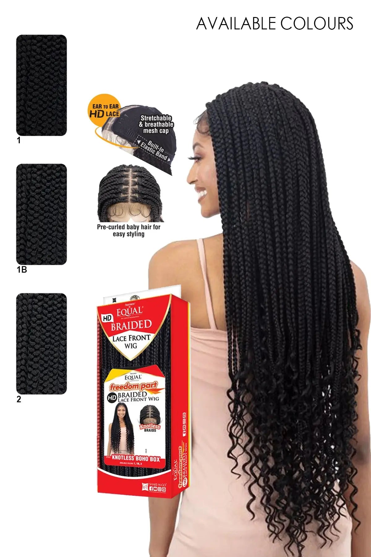 SHAKE N GO FREETRESS EQUAL BRAIDED LACE FRONT WIG KNOTLESS BOHO BOX - BSW BEAUTY CANADA