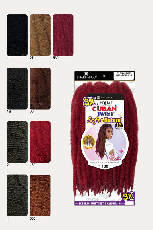 SHAKE N GO FREETRESS EQUAL BRAID - 3X CUBAN TWIST SOFT & NATURAL 16" - BSW BEAUTY CANADA