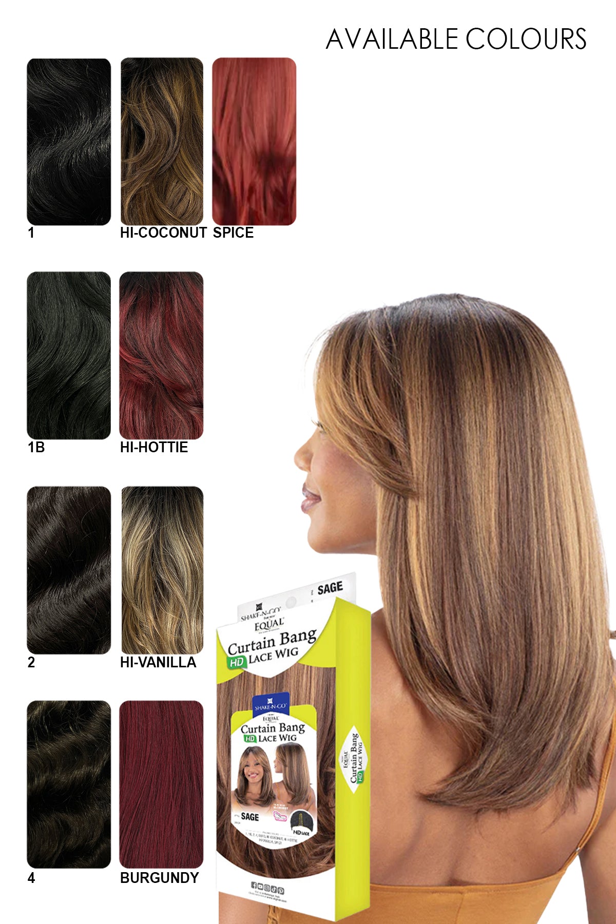 SHAKE N GO EQUAL CURTAIN BANG LACE PART WIG -SAGE - BSW BEAUTY CANADA