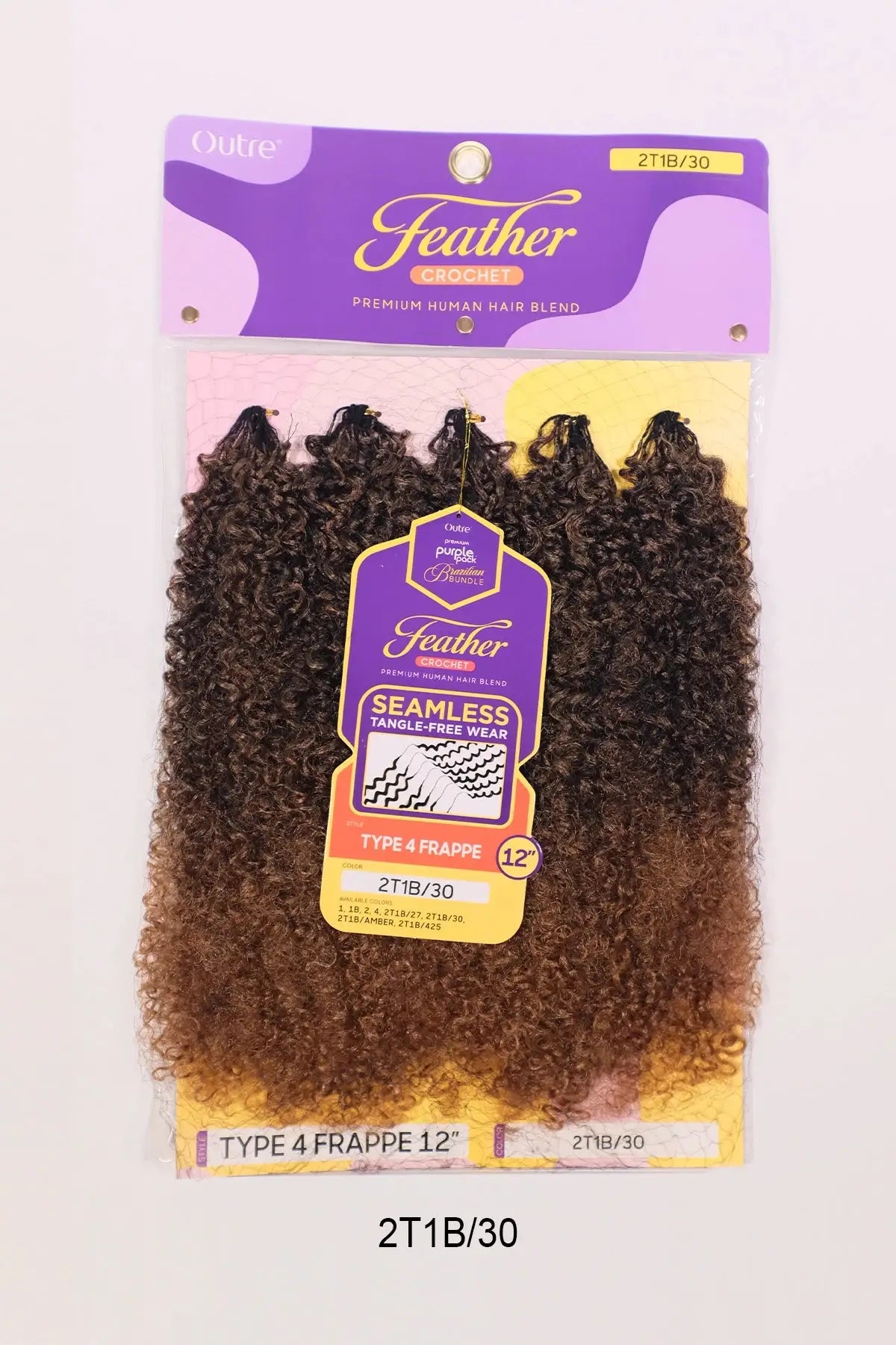 OUTRE PURPLE PACK BRAZILIAN FEATHER CROCHET TYPE 4 FRAPPE 12"
