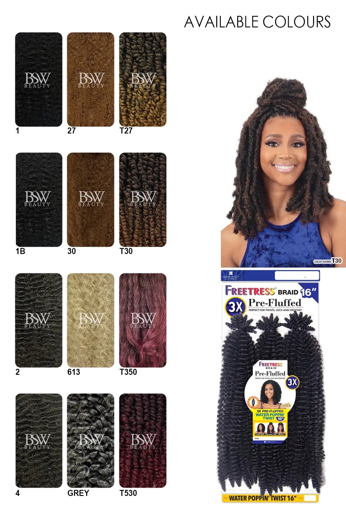 SHAKE N GO 3X PRE-FLUFFED WATER POPPIN' TWIST 16" - BSW BEAUTY CANADA