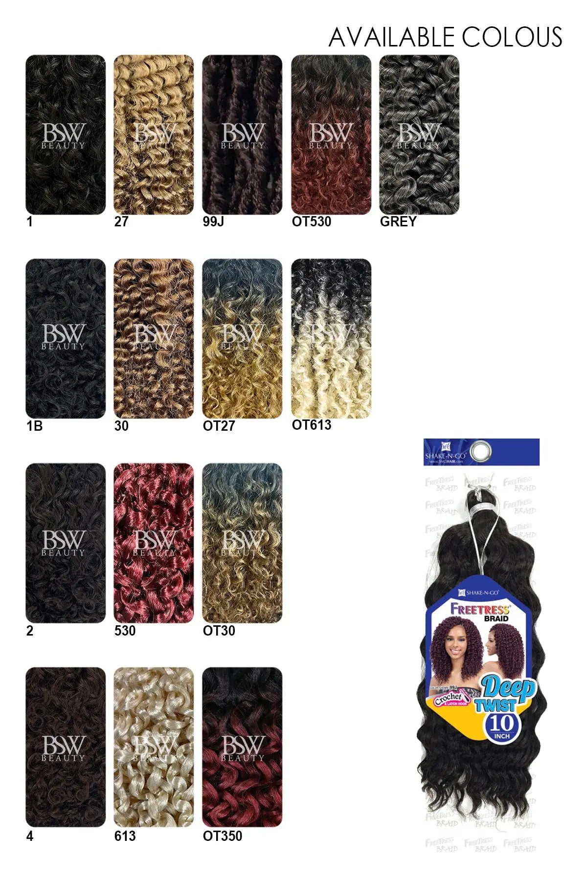 SHAKE N GO FREETRESS CROCHET BRAID  DEEP TWIST 10" - BSW BEAUTY CANADA