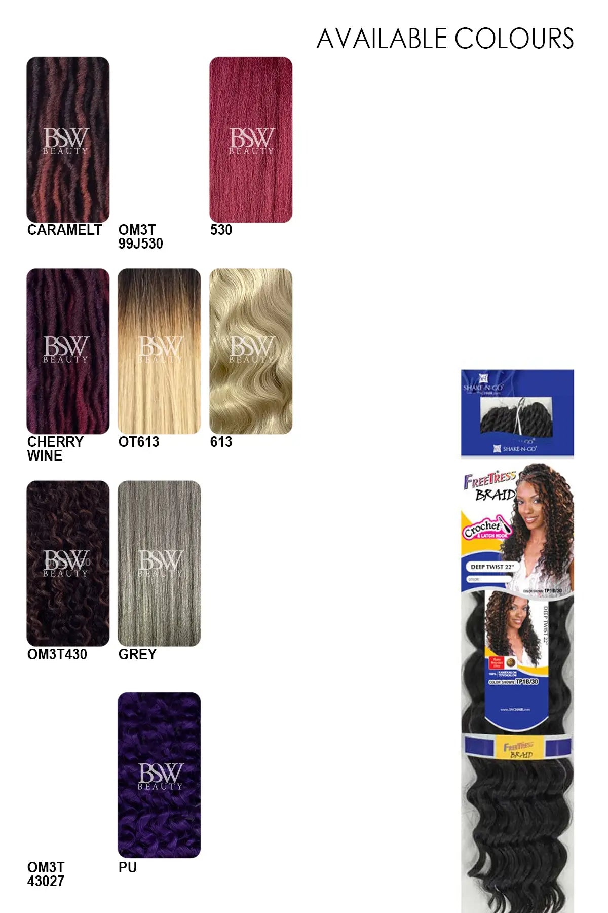 SHAKE N GO FREETRESS CROCHET BRAID - DEEP TWIST BULK 22" - BSW BEAUTY CANADA
