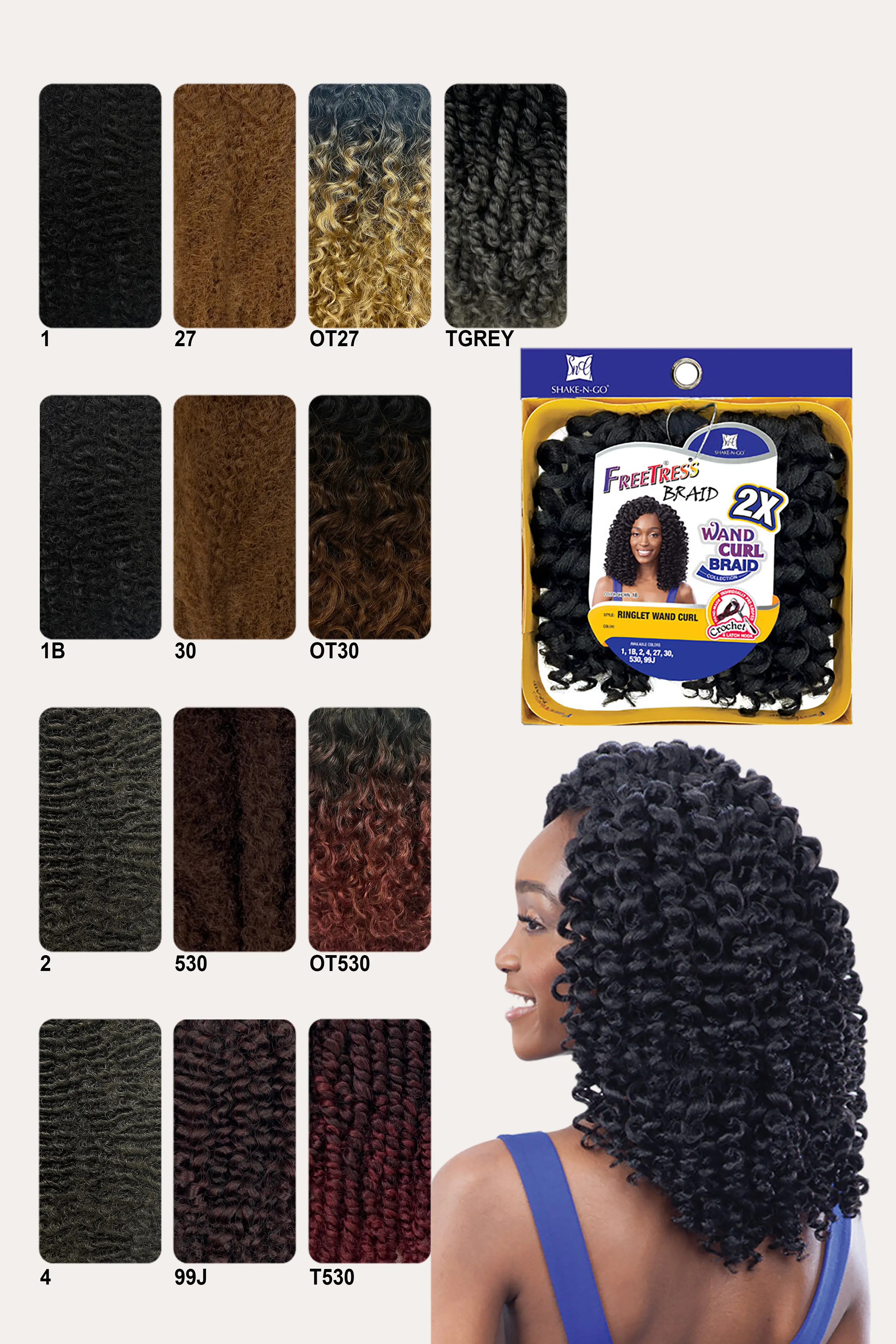 SHAKE N GO FREETRESS 2X WAND CURL BRAID RINGLET WAND CURL