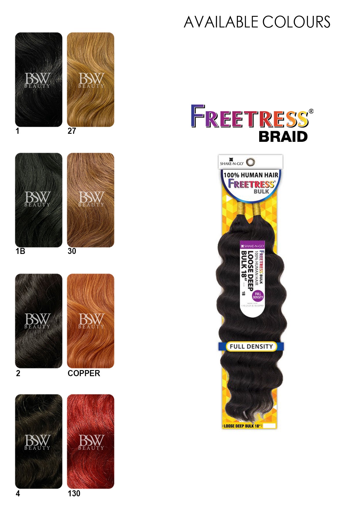 SHAKE N GO FREETRESS - LOOSE DEEP BULK 18 - BSW BEAUTY CANADA