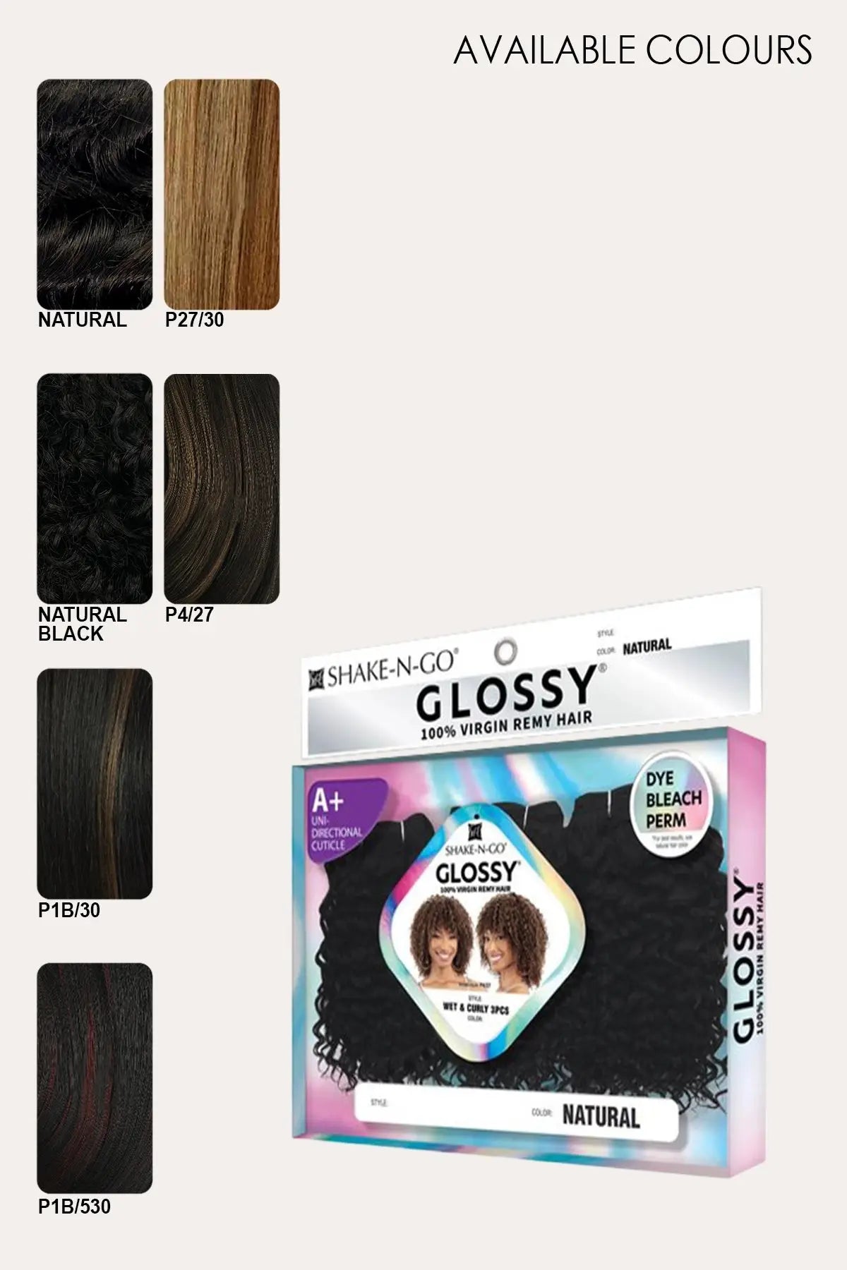 SHAKE N GO TISSAGE CHEVEUX VIERGES REMY BRILLANT - WET & CURLY 3 PIÈCES