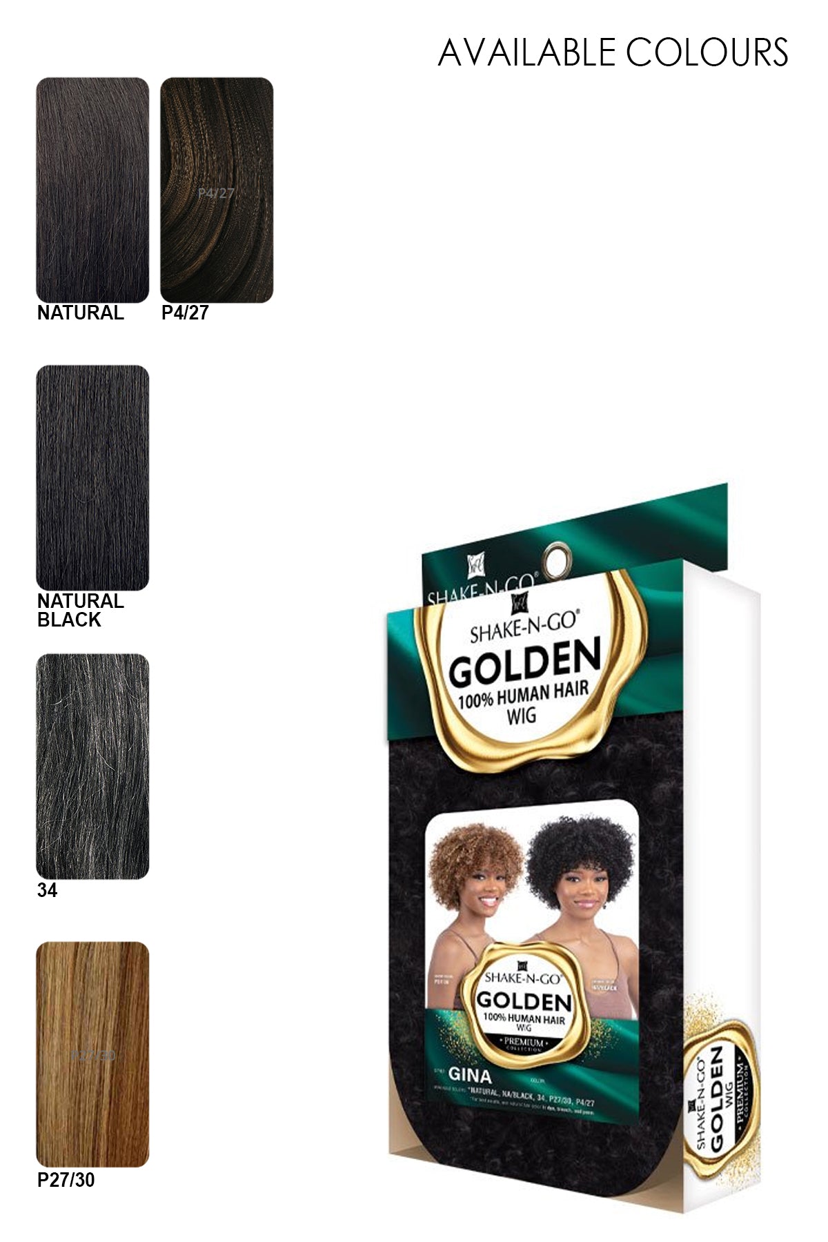 SHAKE N GO GOLDEN 100% HUMAN HAIR FULL WIG - GINA - BSW BEAUTY CANADA