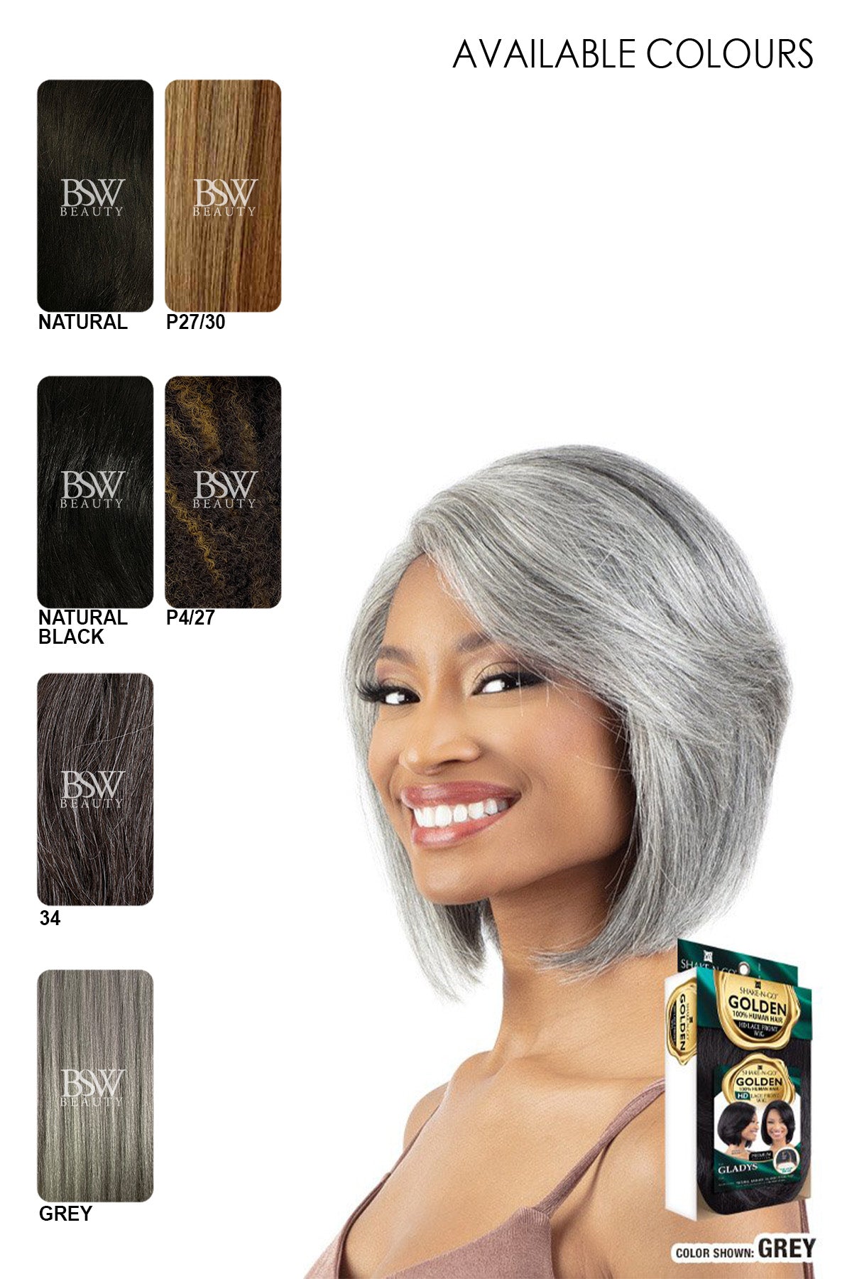 SHAKE N GO GOLDEN 100% HUMAN HAIR 5" DEEP PART LACE FRONT WIG - GLADYS - BSW BEAUTY CANADA