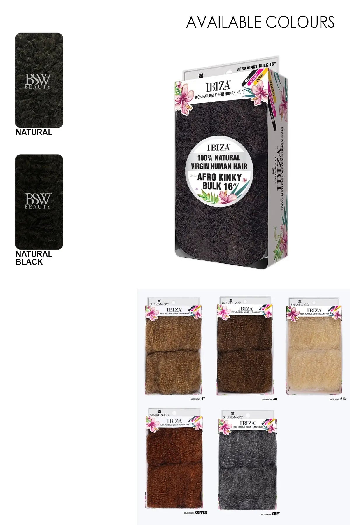 SHAKE N GO VIRGIN HUMAN HAIR IBIZA AFRO KINKY BULK 16