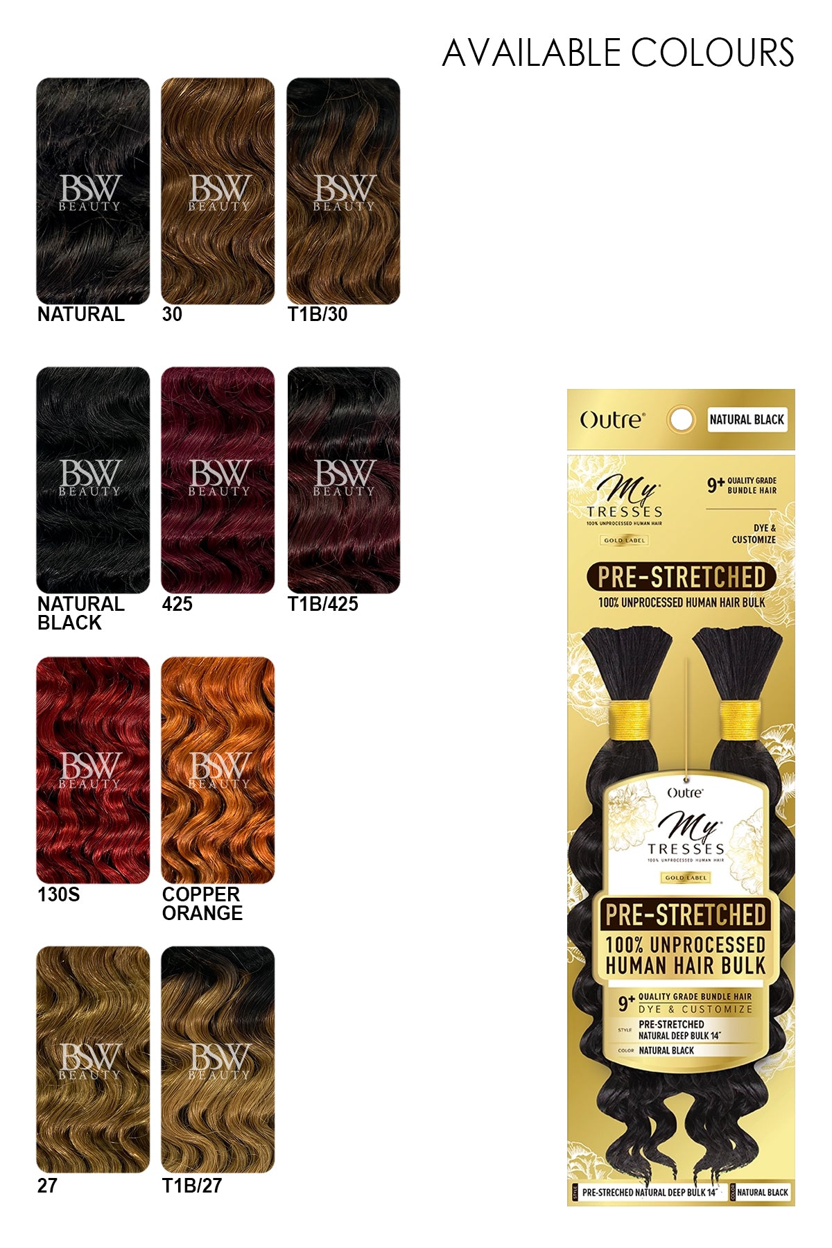 OUTRE MY TRESS PRE-STRETCHED 100% UNPROCESSED HUMAN HAIR NATURAL DEEP BULK 14" - BSW BEAUTY CANADA