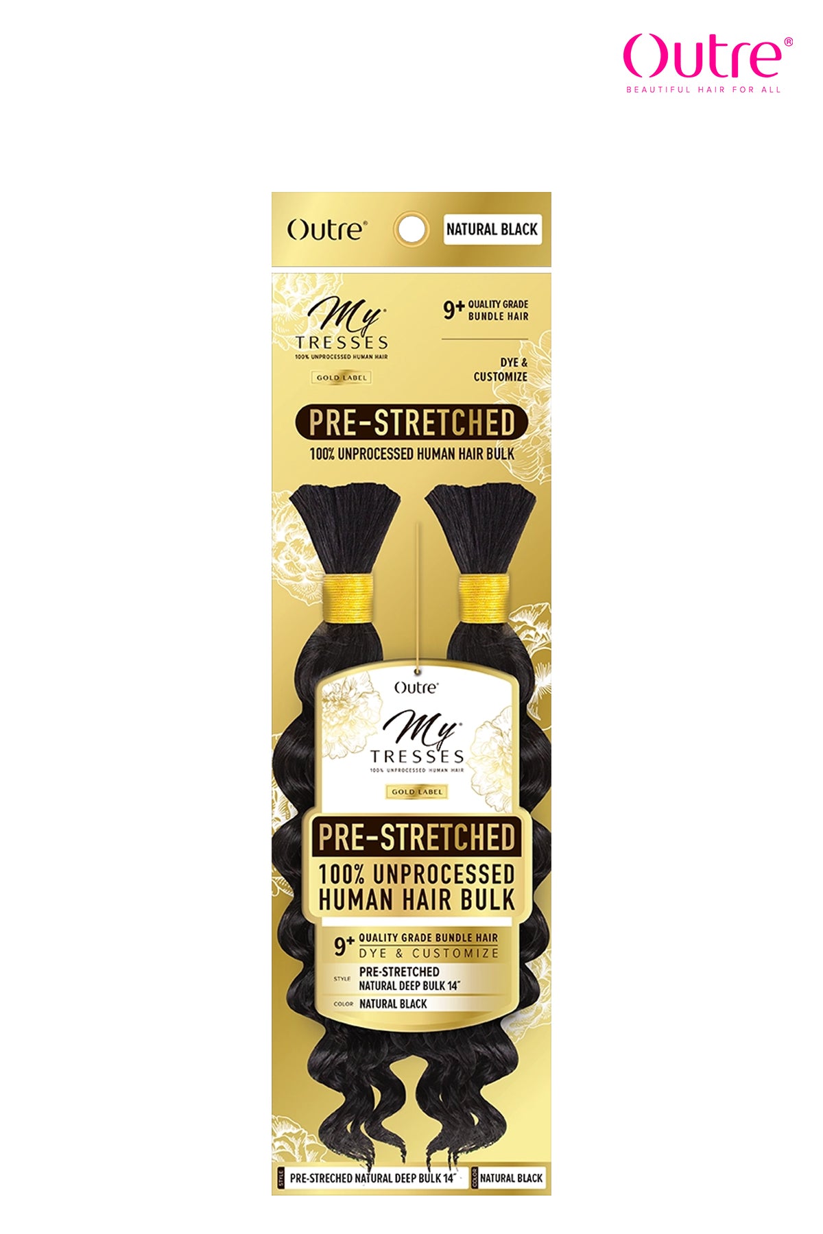 OUTRE MY TRESS PRE-STRETCHED 100% UNPROCESSED HUMAN HAIR NATURAL DEEP BULK 14" - BSW BEAUTY CANADA