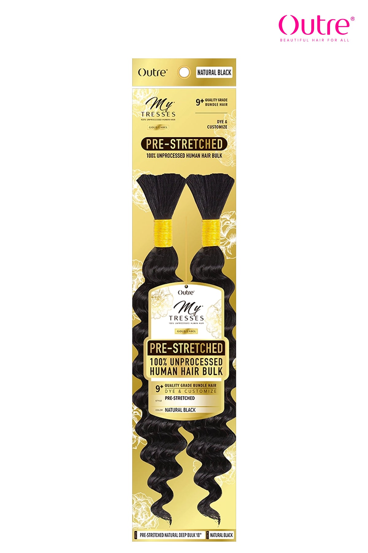 OUTRE MY TRESS PRE-STRETCHED 100% UNPROCESSED HUMAN HAIR - NATURAL DEEP BULK 18" - BSW BEAUTY CANADA