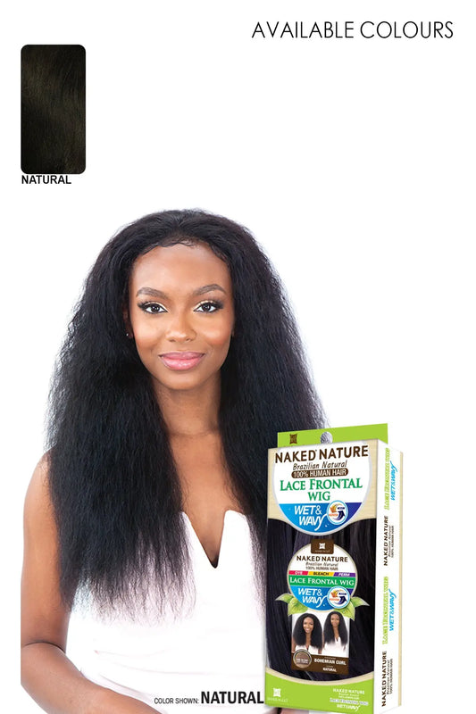SHAKE N GO NAKED NATURE BRAZILIAN NATURAL 100% HUMAN HAIR LACE FRONTAL WIG WET & WAVY - BOHEMIAN CURL SHAKE N GO