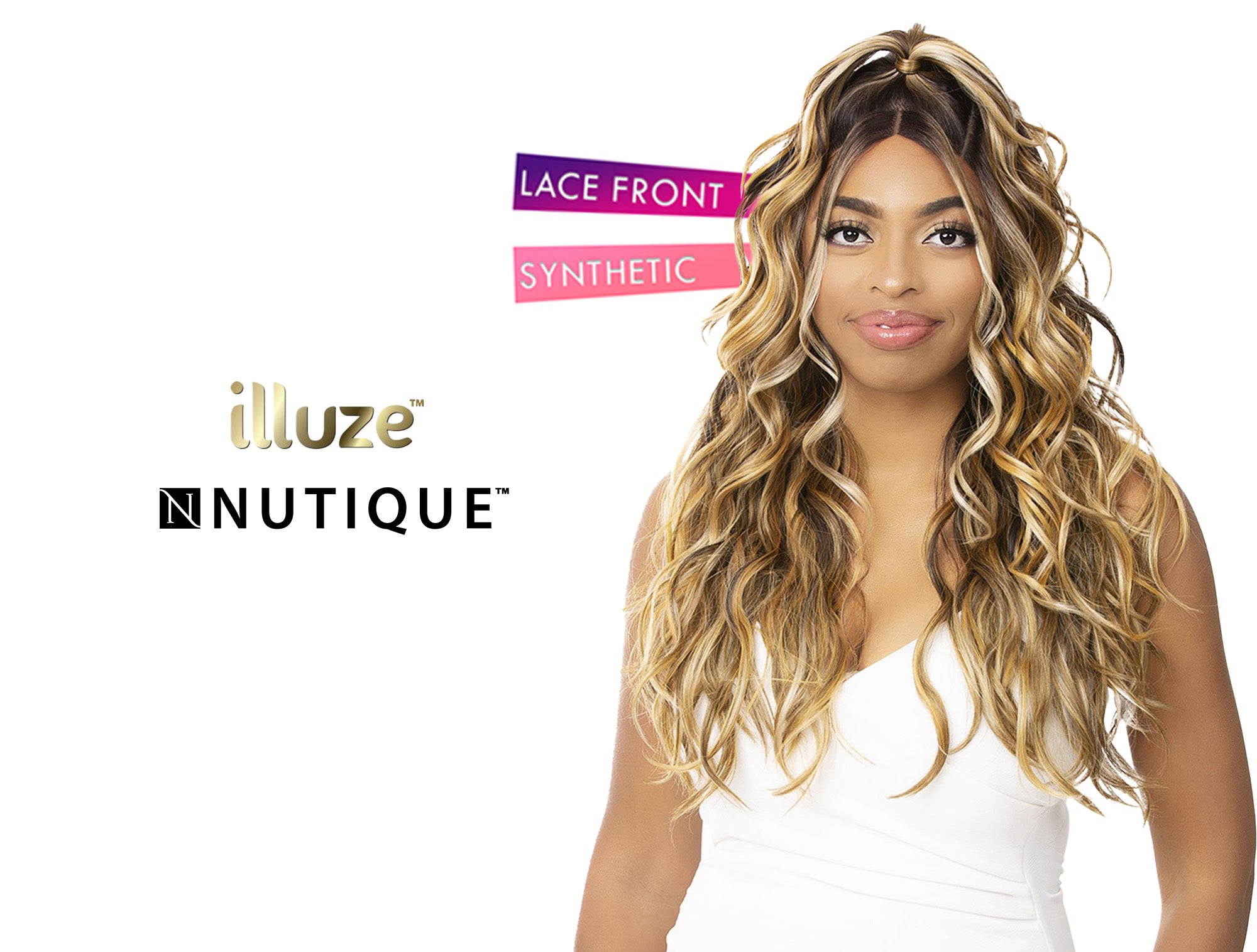 NUTIQUE ILLUZE SYNTHETIC HAIR HD LACE WIG - LOOSE WAVE 27