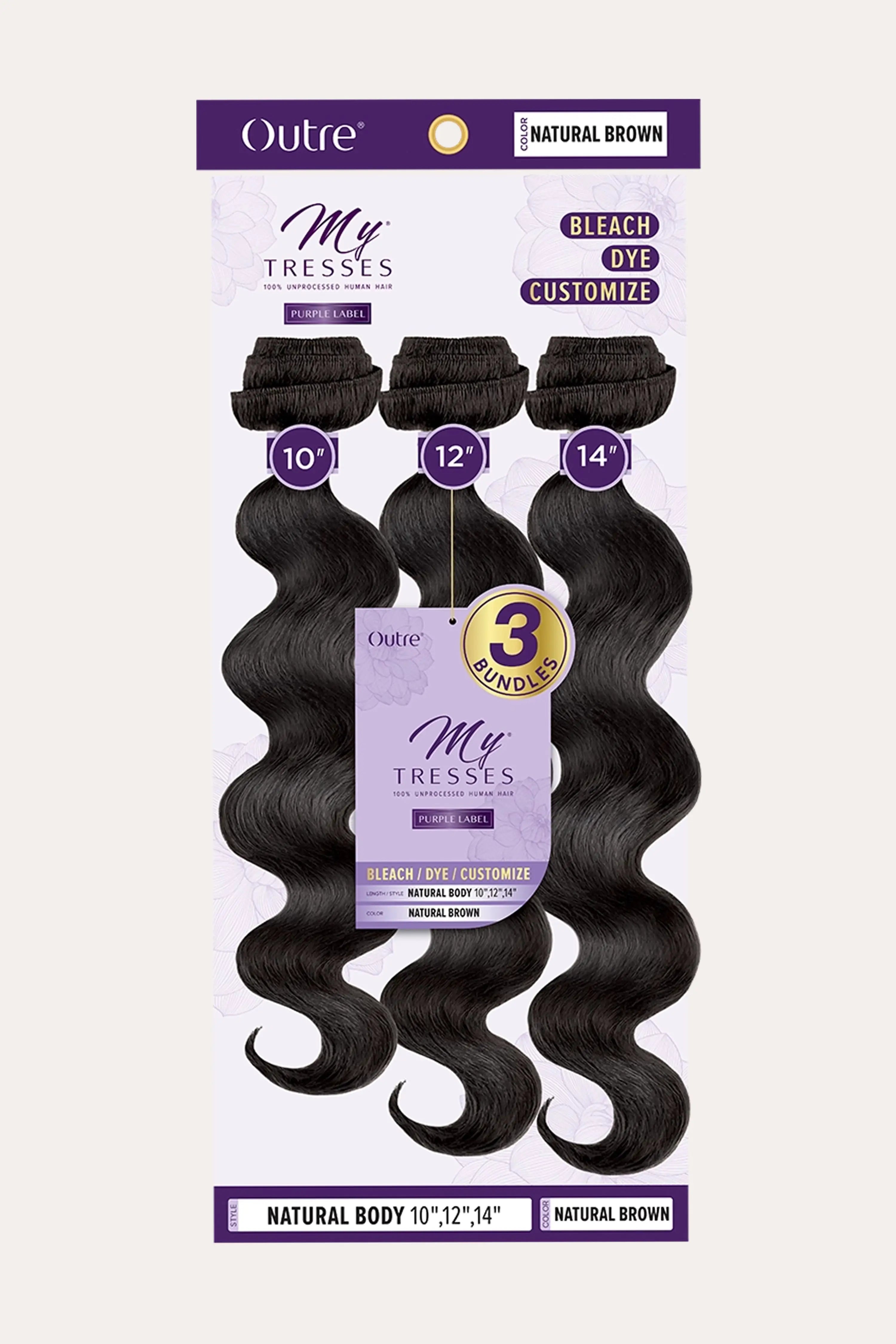OUTRE MY TRESSES PURPLE LABEL 100% UNPROCESSED NATURAL BODY 3PCS