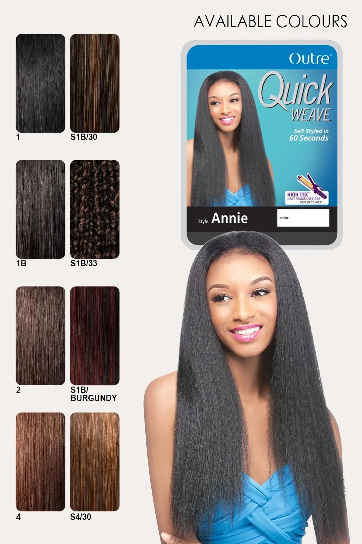 OUTRE QUICK WEAVE DEMI-PERRUQUE - ANNIE