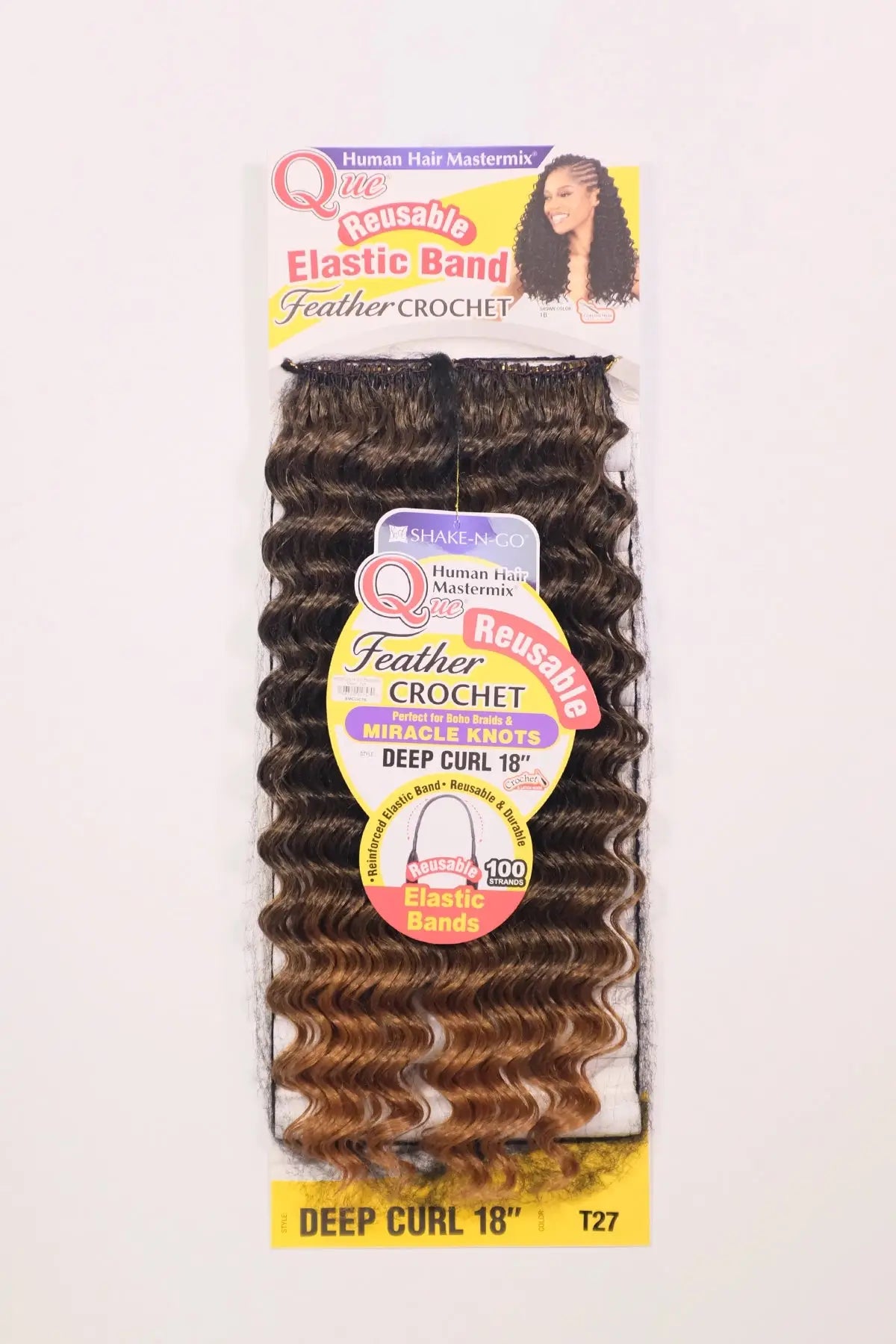 SHAKE N GO QUE HUMAN HAIR BLEND FEATHER CROCHET - DEEP CURL 18
