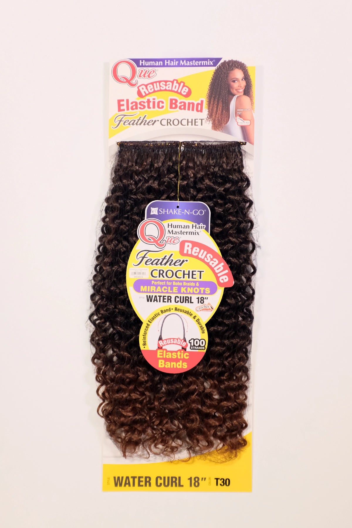 SHAKE N GO QUE HUMAN HAIR BLEND FEATHER CROCHET - WATER CURL 18