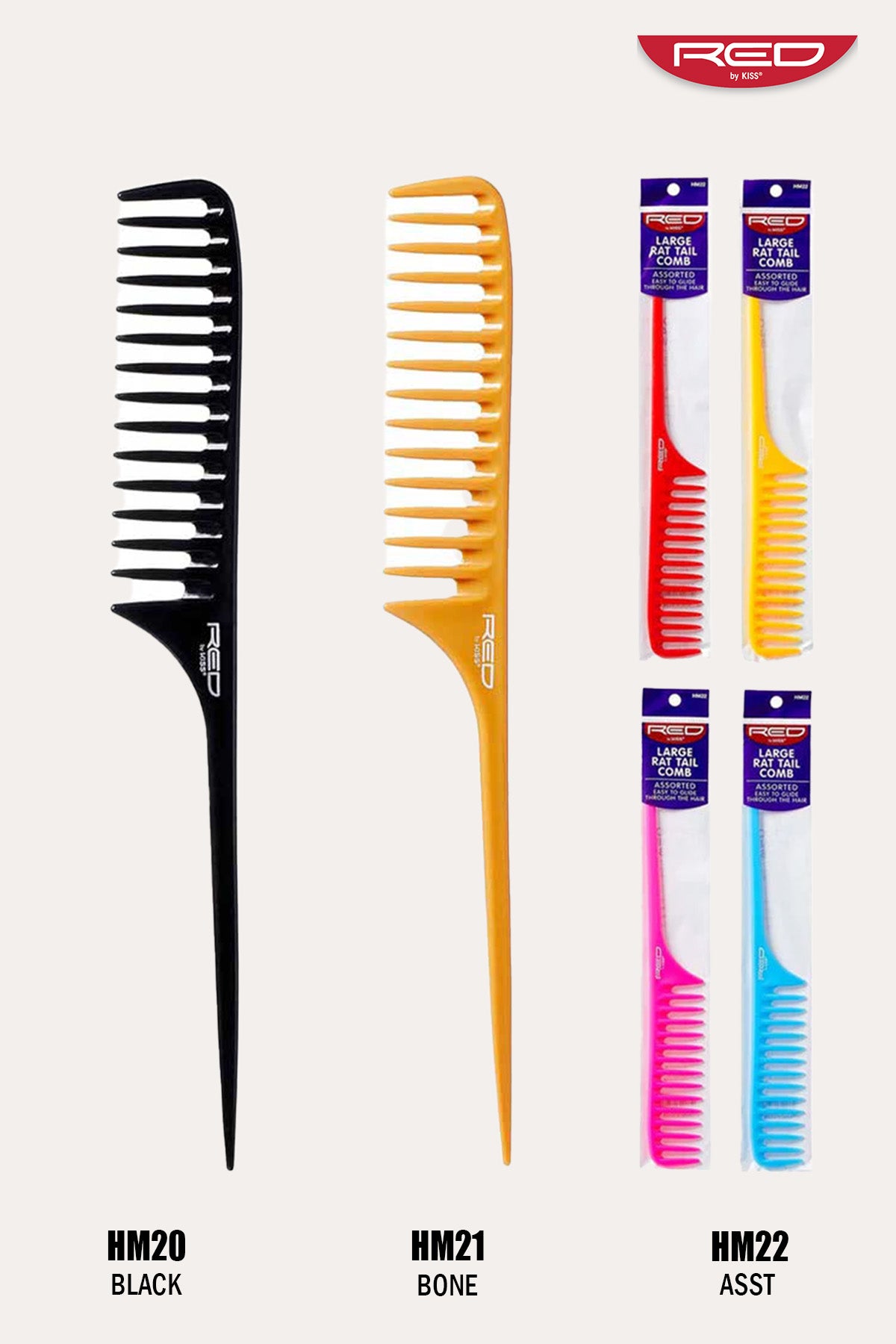 RED LARGE RAT TAIL COMB - BSW BEAUTY CANADA